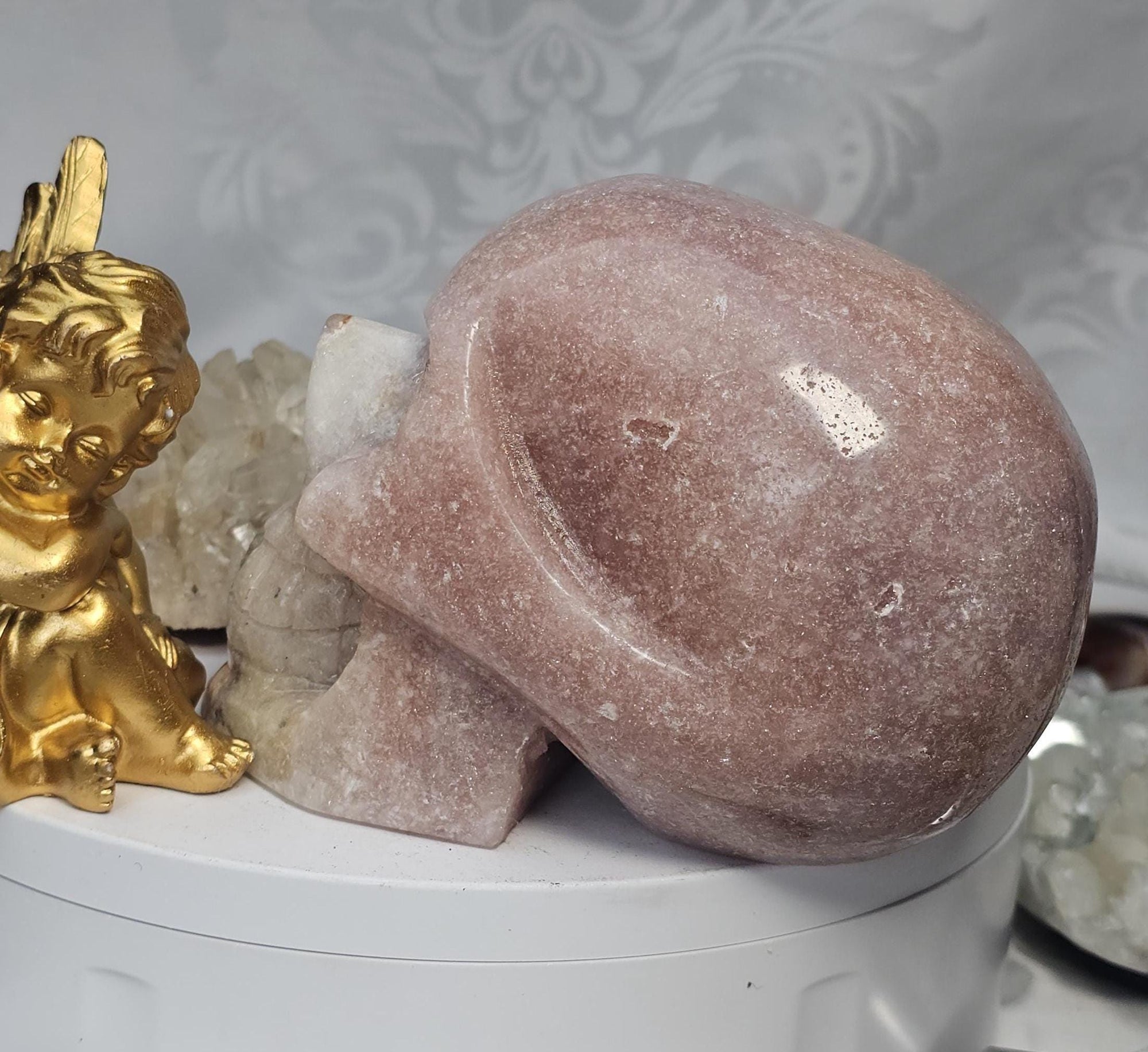 LG Pink Amethyst Skull, Druzy Skull , Crystal Art , Gift
