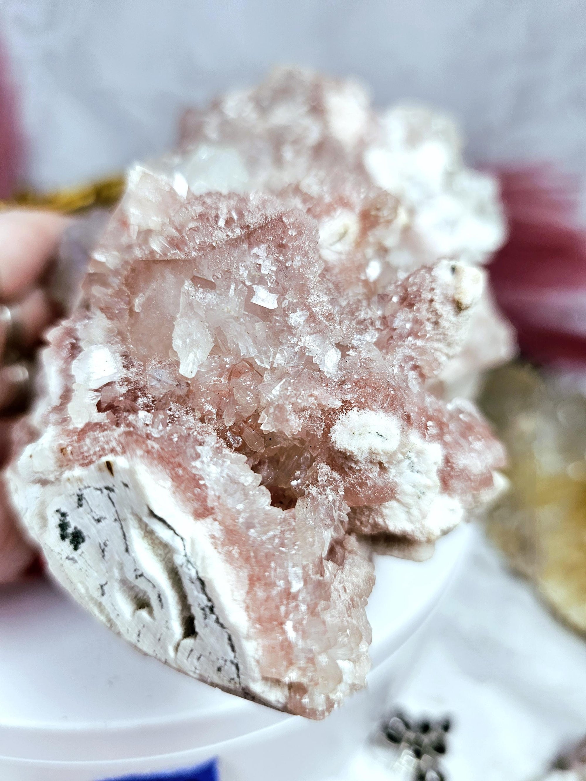 RARE Pink Cotton Candy Sugar Apophyllite from India , Apophyllite, Crystal, Crystal