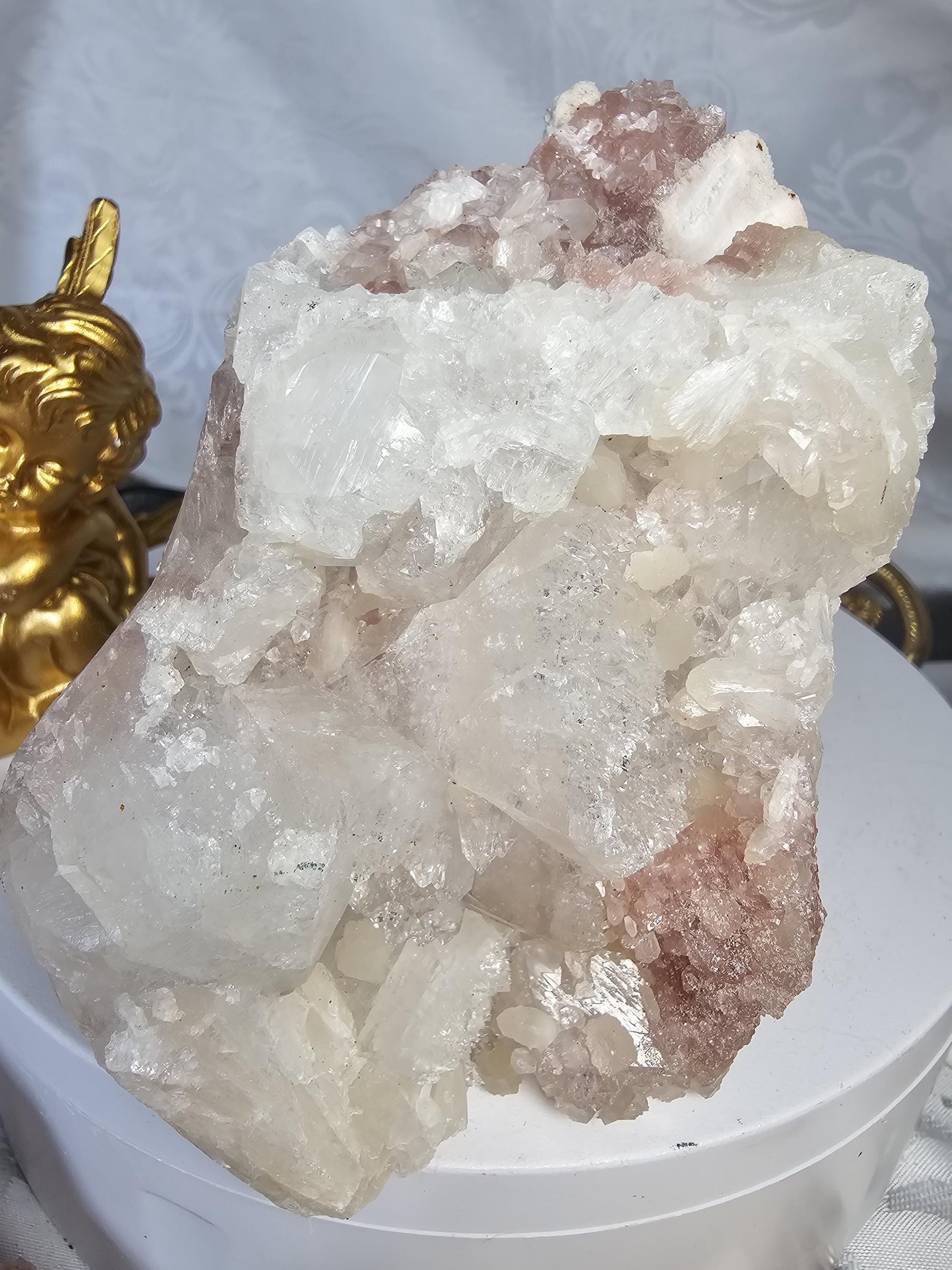 RARE Pink Cotton Candy Sugar Apophyllite from India , Apophyllite, Crystal, Crystal