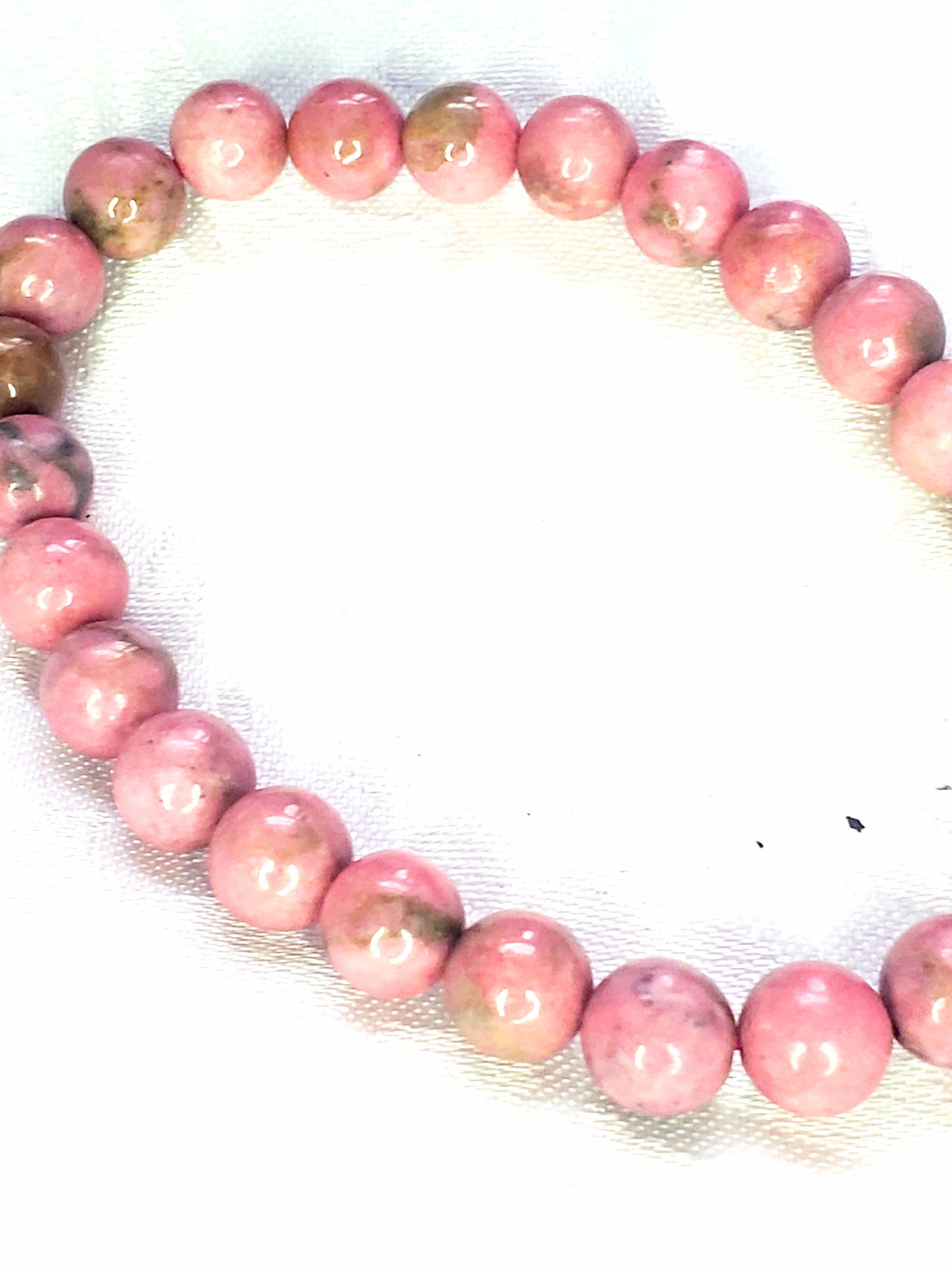 Thulite Bracelet 9mm- Round Beads - Birthstone Jewelry, Crystal Bracelet, Beaded Jewelry, Gemstone Bracelet