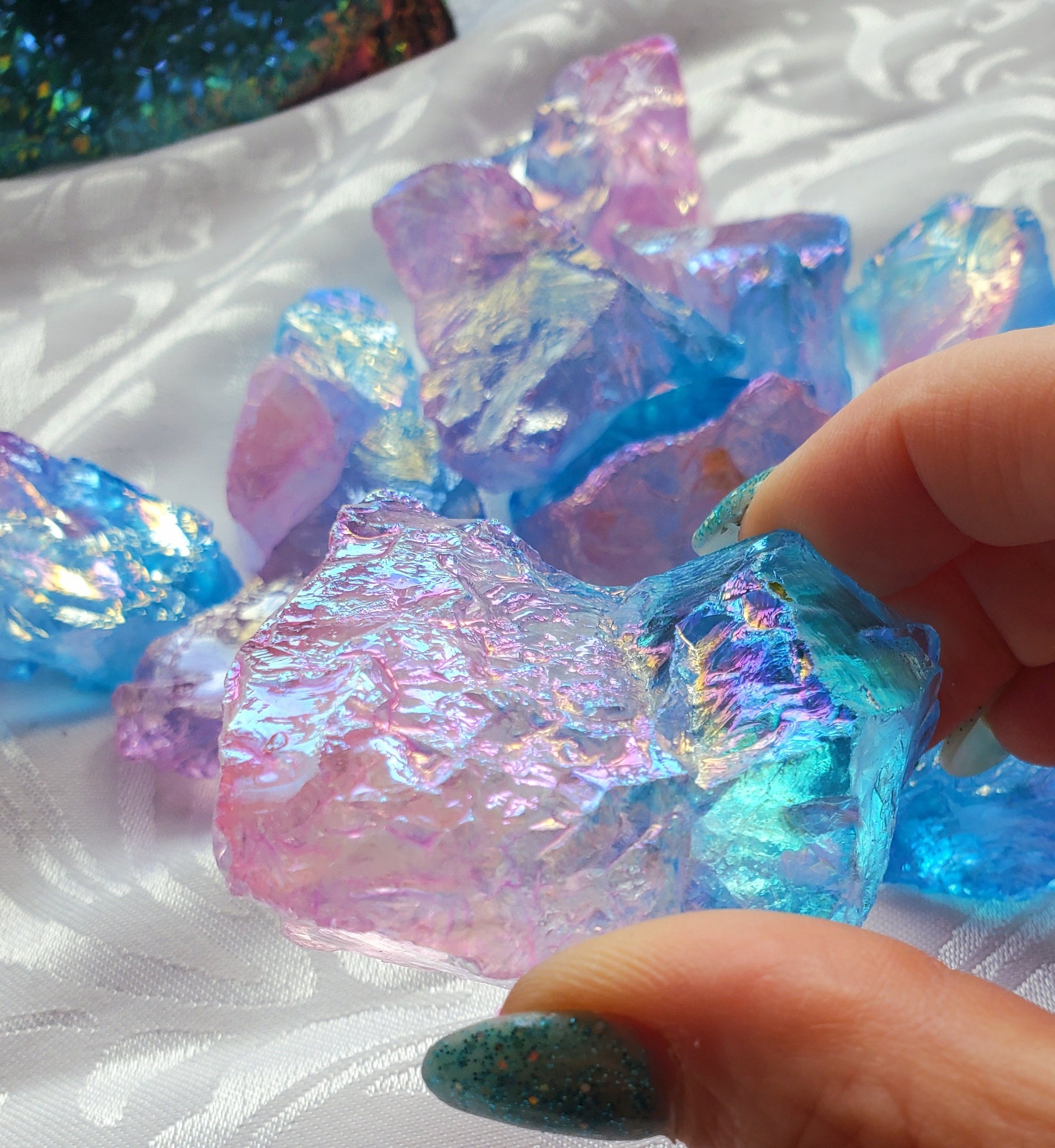 Lg Aura Clear Quartz Raw Stones, Aura Clear Quartz, Crystal, Crystals