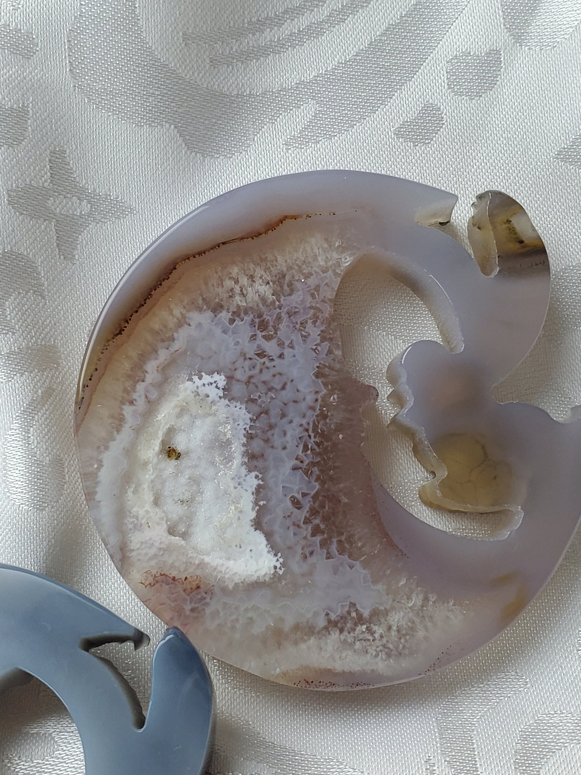 Magical Druzy Agate Moon & Fairy + Agate Moon Fairy Carving, Crystal Carvings, Fairy Garden, Fairy