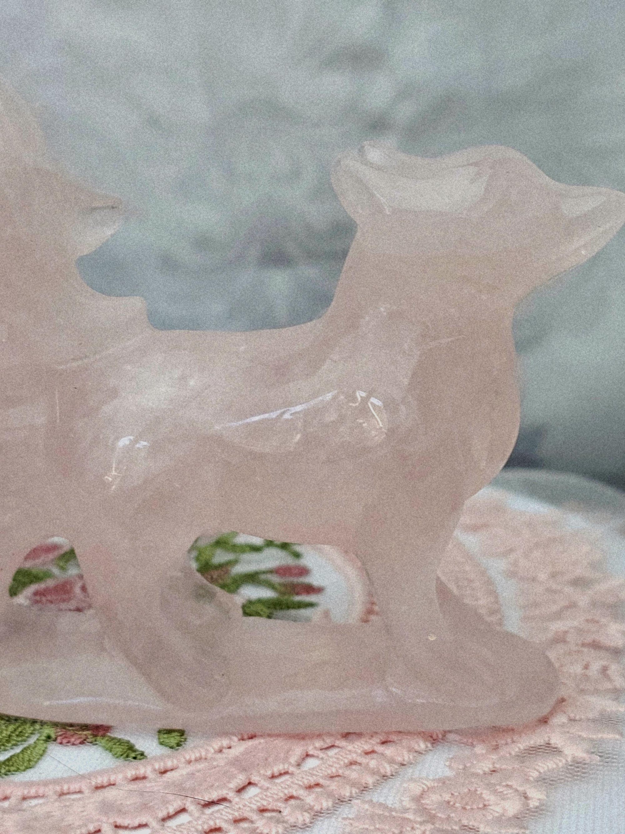 Large Rose Quartz Nine Tail Fox, Kitsune, Anime, Gift, Home decor