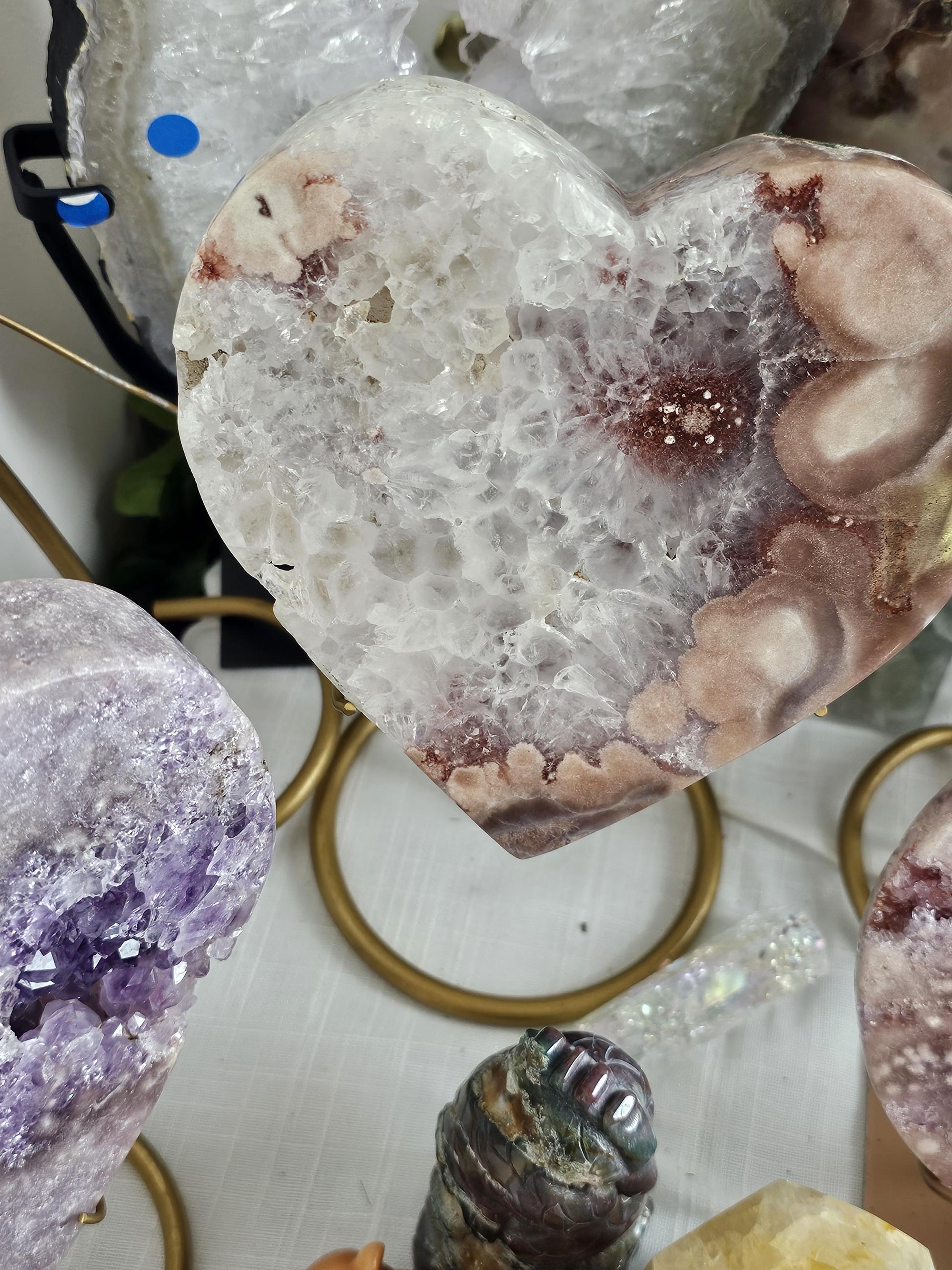 Lg 3lb Pink Amethyst Heart, Druzy Heart, Crystal Heart,Gift