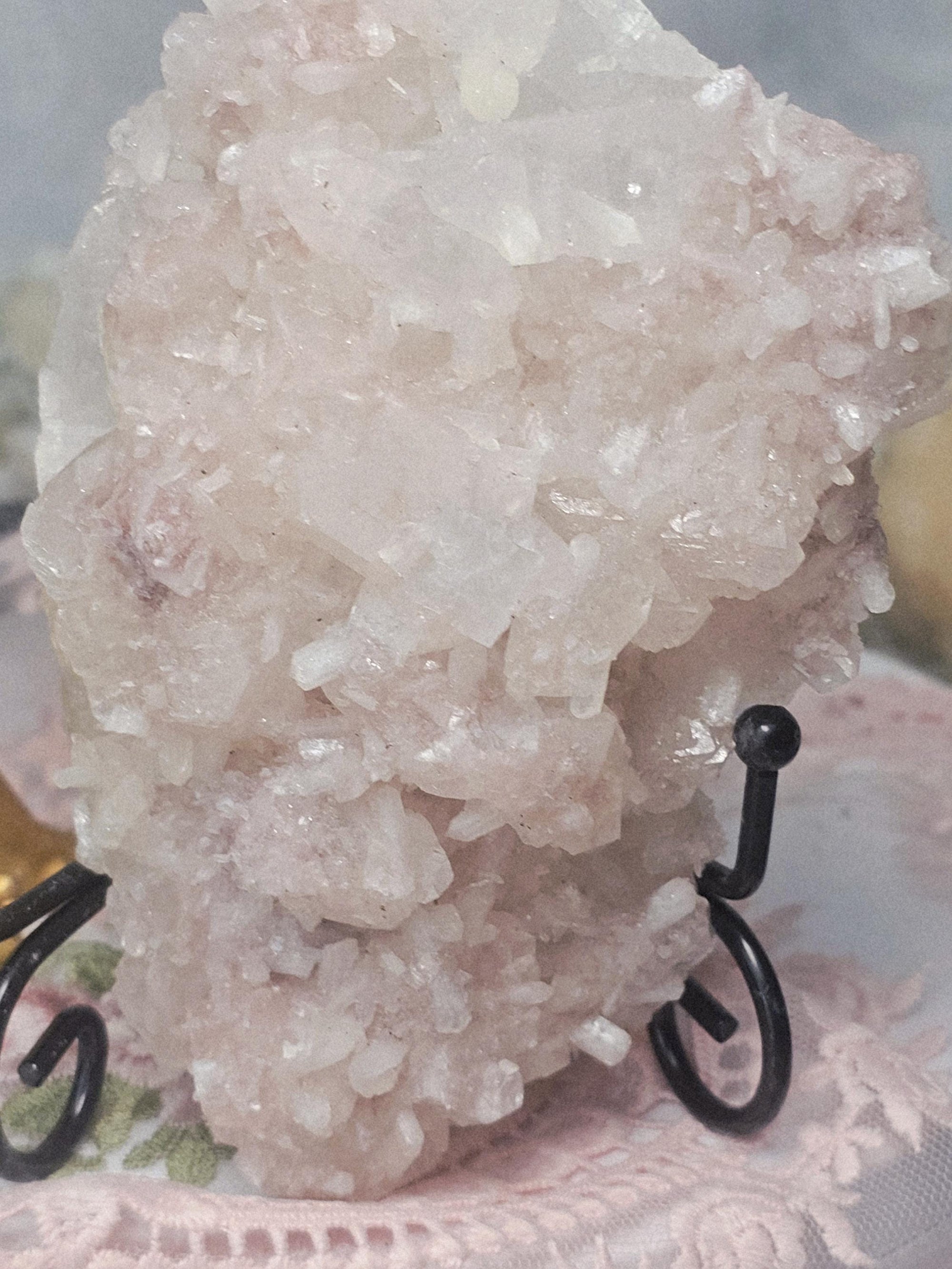 RARE Pink Sugar Apophyllite with Stillbite from India , Apophyllite, Crystal, Crystal