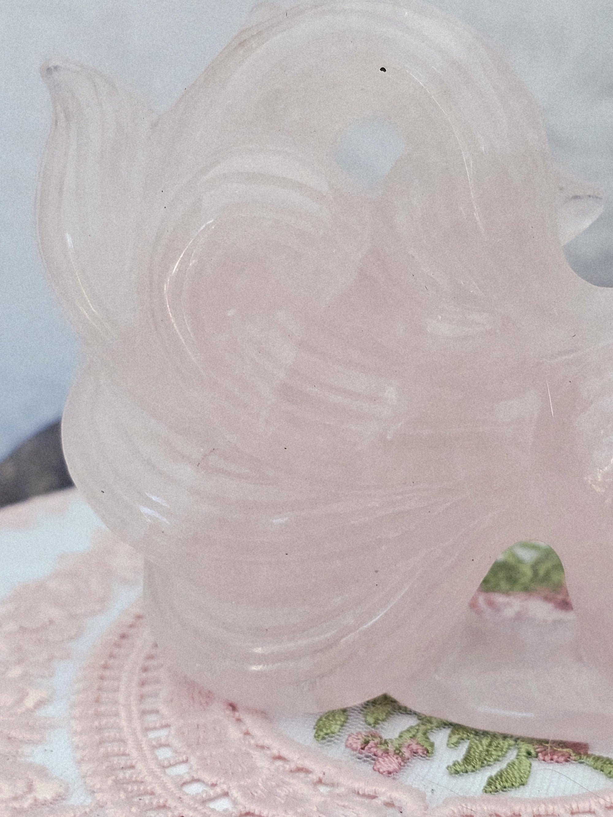 Large Rose Quartz Nine Tail Fox, Kitsune, Anime, Gift, Home decor