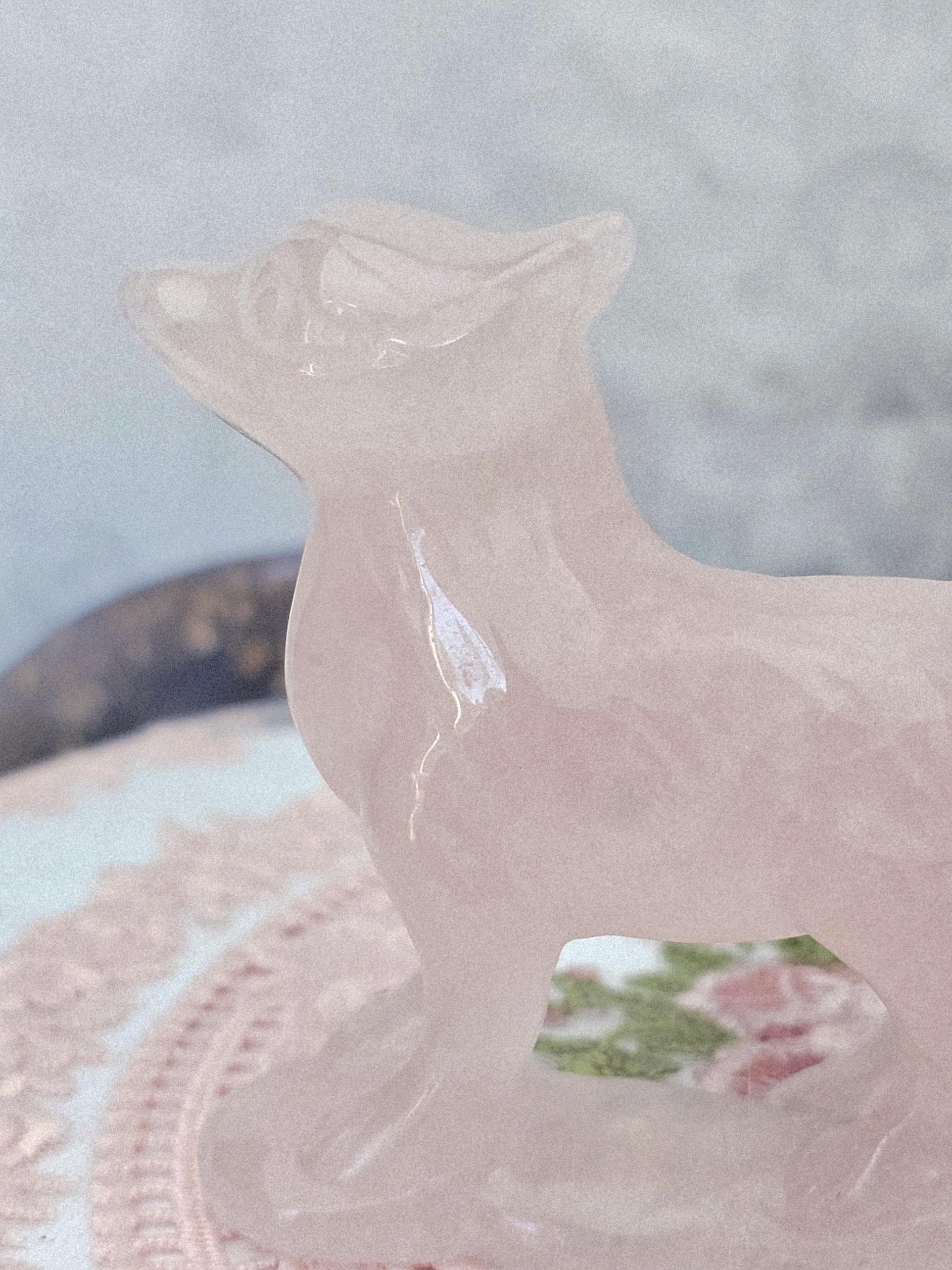 Large Rose Quartz Nine Tail Fox, Kitsune, Anime, Gift, Home decor