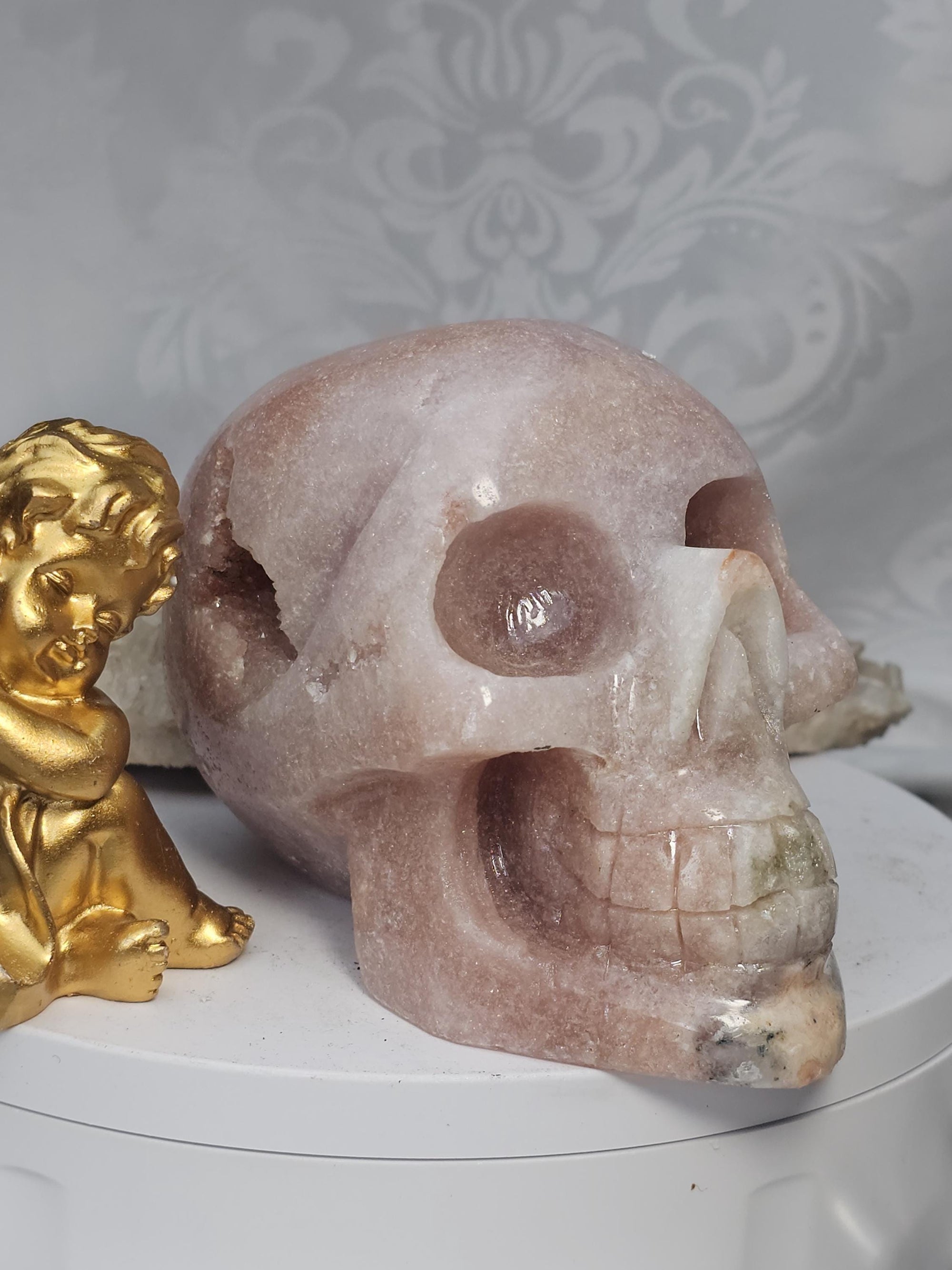 LG Pink Amethyst Skull, Druzy Skull , Crystal Art , Gift