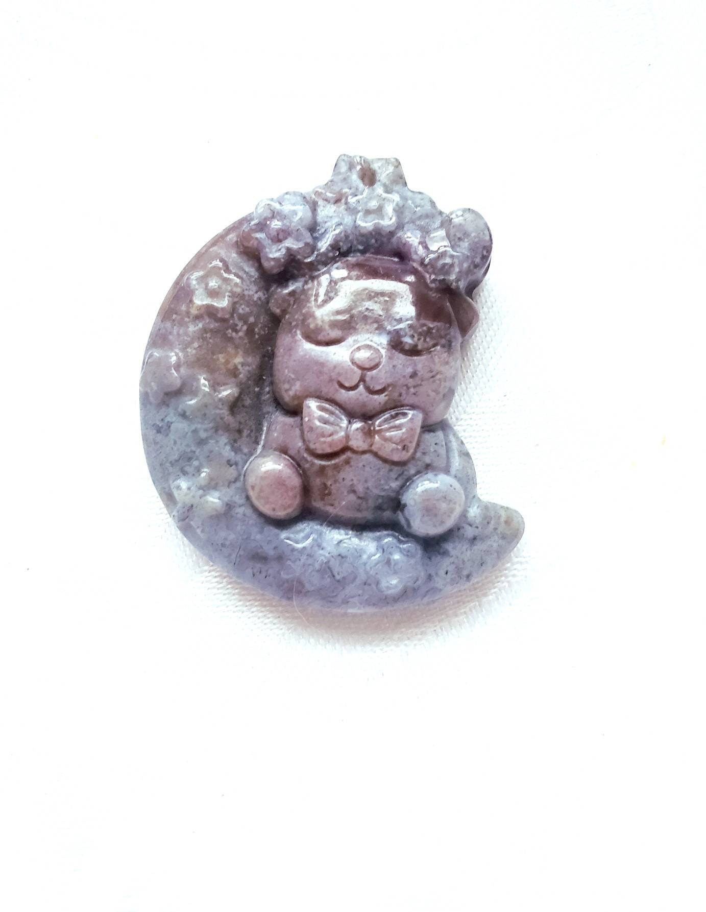 Bunny, Bear or Cat Ocean Jasper Crystal, Gift for Her, Crystal Jewelry, Pendant