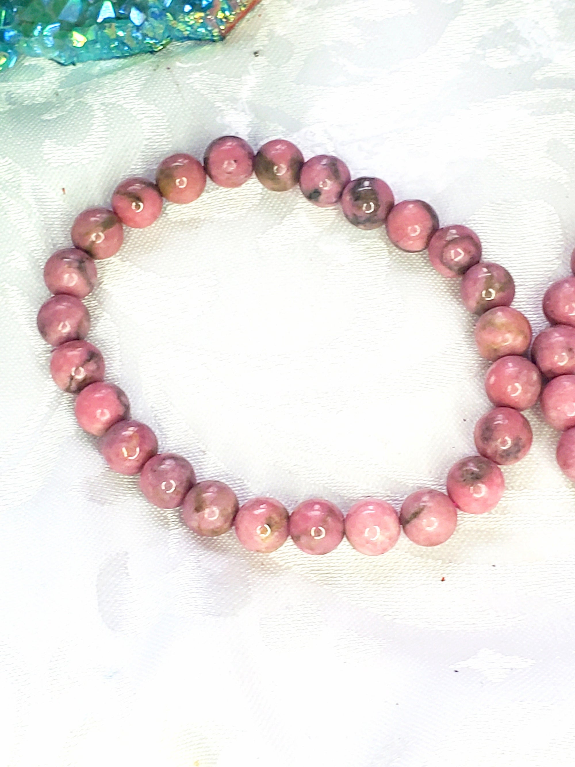 Thulite Bracelet 9mm- Round Beads - Birthstone Jewelry, Crystal Bracelet, Beaded Jewelry, Gemstone Bracelet
