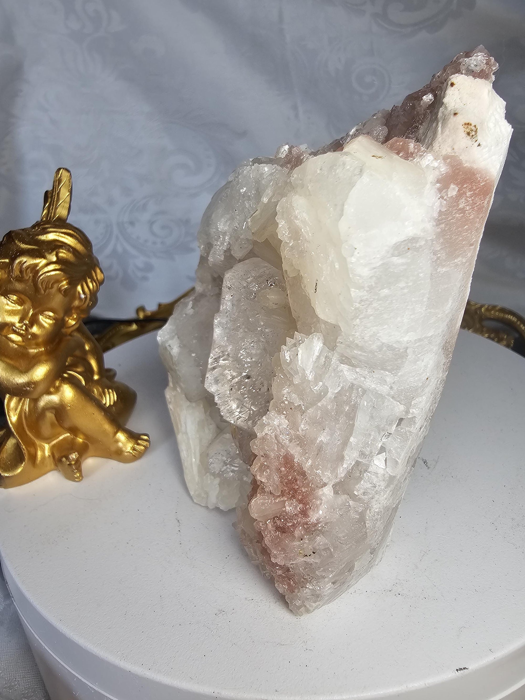 RARE Pink Cotton Candy Sugar Apophyllite from India , Apophyllite, Crystal, Crystal