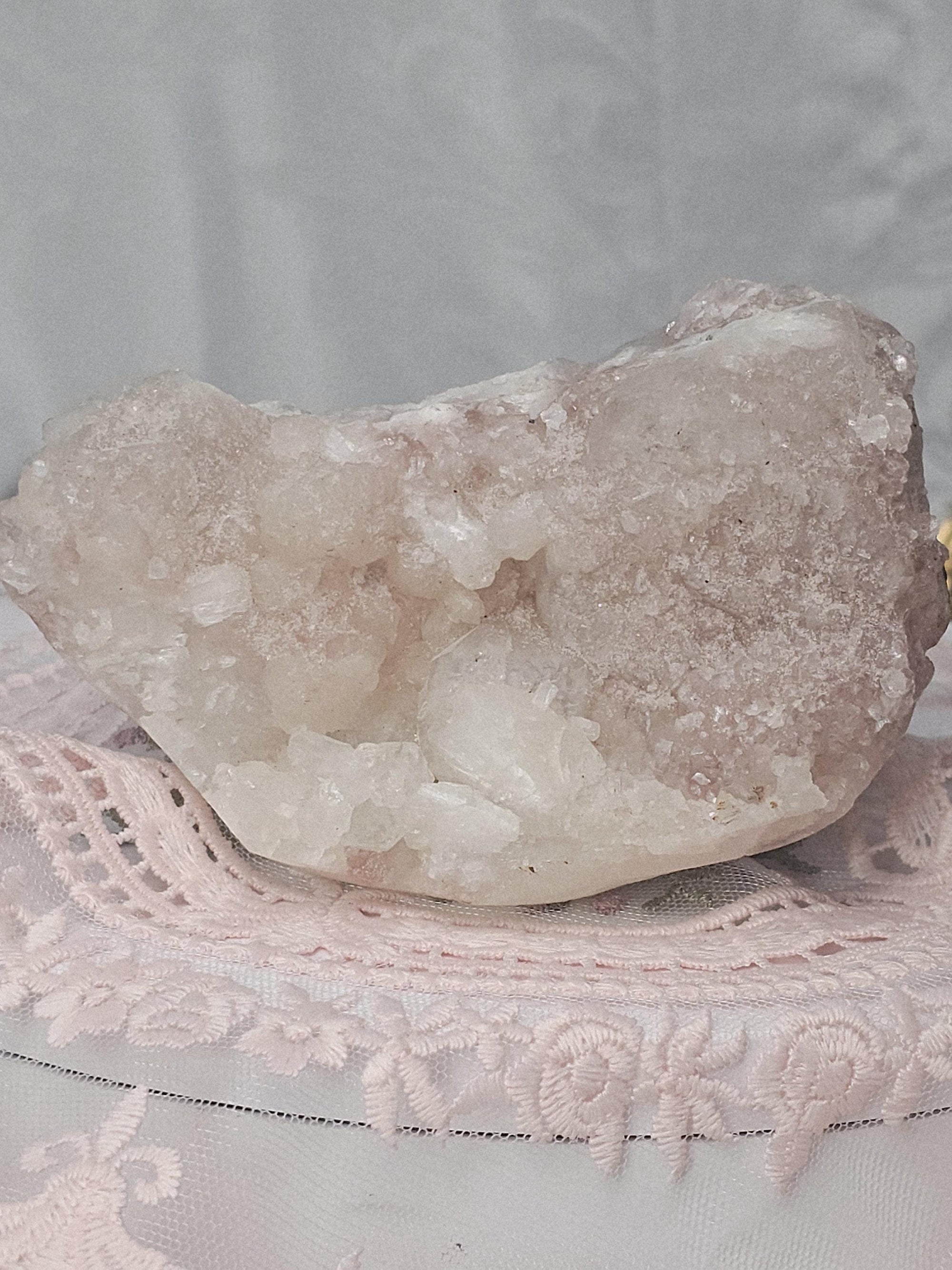RARE Pink Sugar Apophyllite with Stillbite from India , Apophyllite, Crystal, Crystal