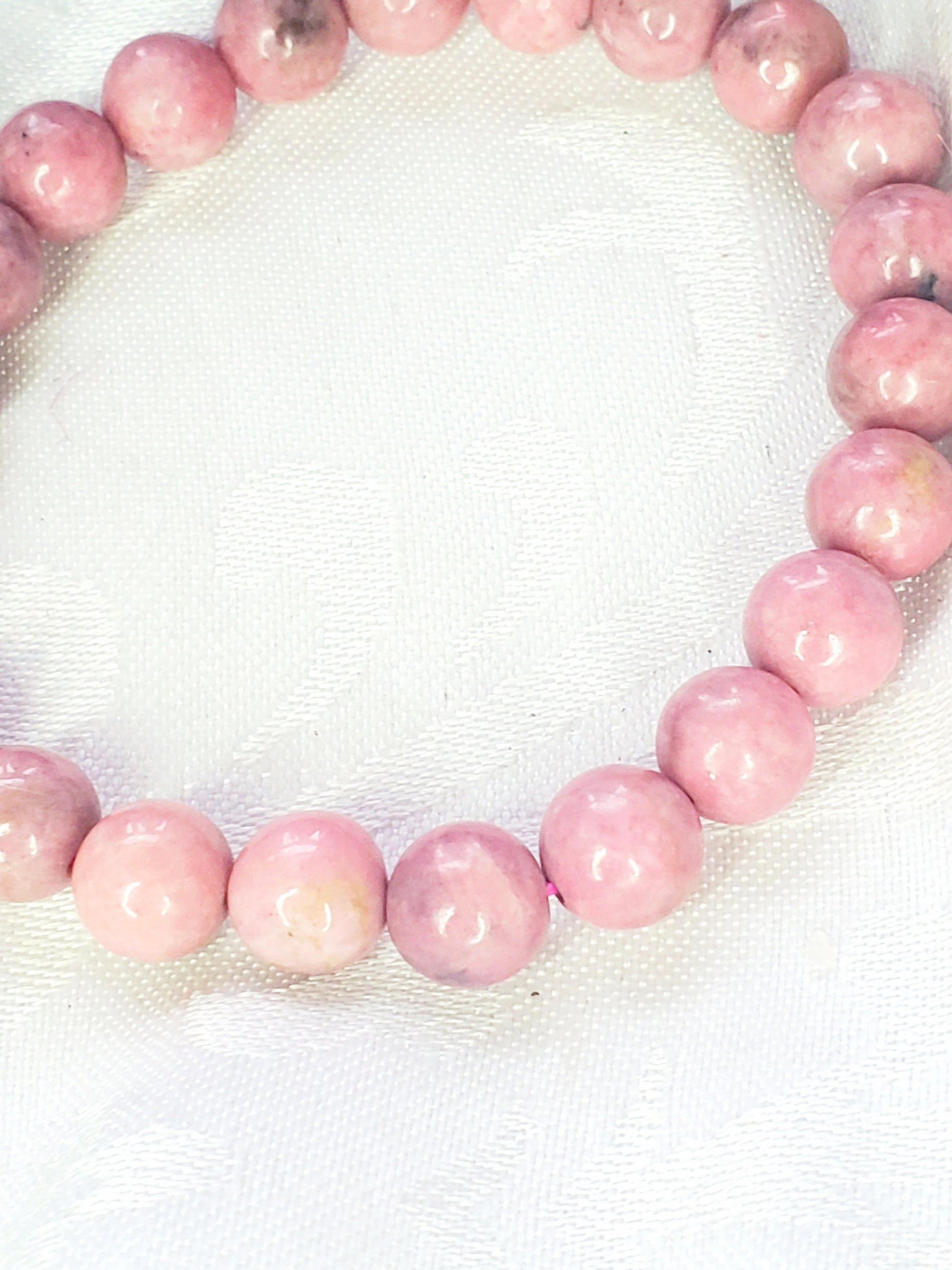 Thulite Bracelet 9mm- Round Beads - Birthstone Jewelry, Crystal Bracelet, Beaded Jewelry, Gemstone Bracelet