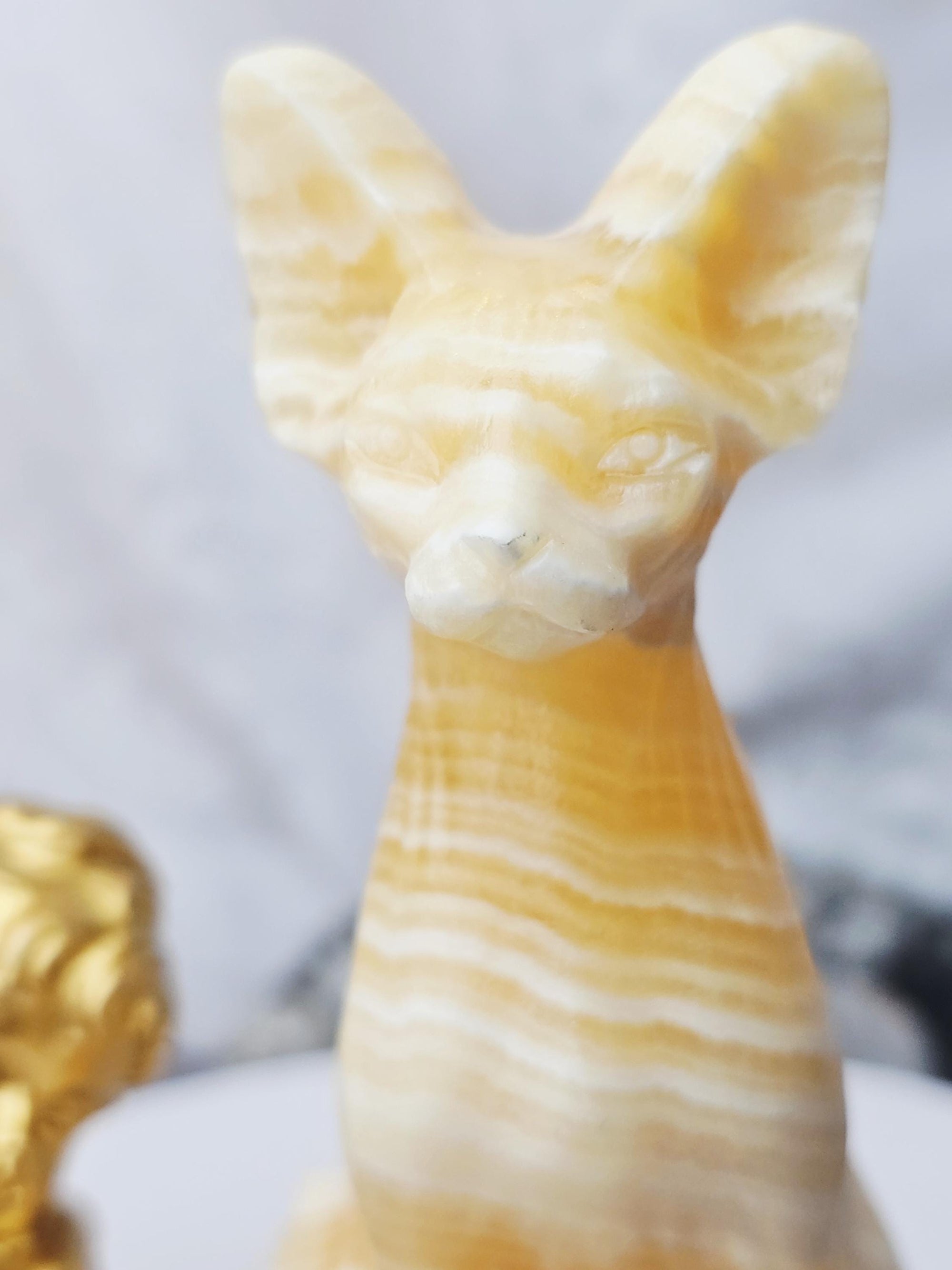 Egyptian Cat, Orange Calcite, Kitty,Cat, Metaphysical Crystals, Meditation Gemstones, Sphynx Cat