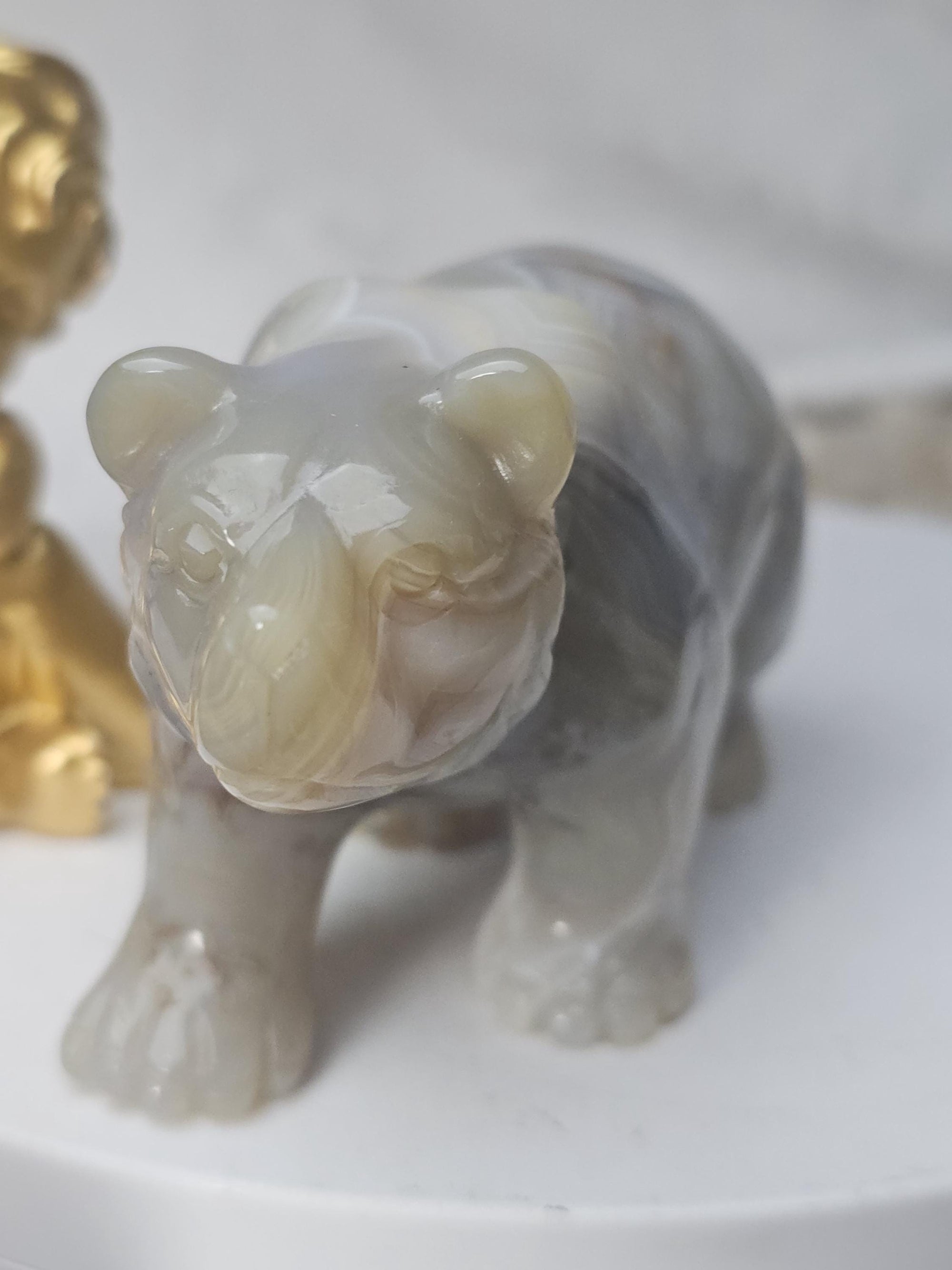 Banded Agate Bear, Bear Statue, Druzy Agate Crystal, Home Decor, Sculpture