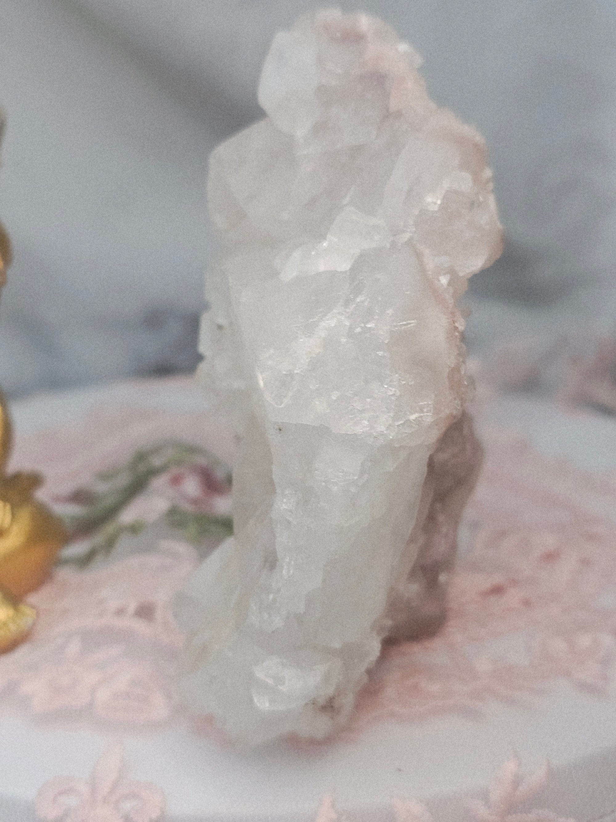RARE Pink Sugar Apophyllite with Stillbite from India , Apophyllite, Crystal, Crystal