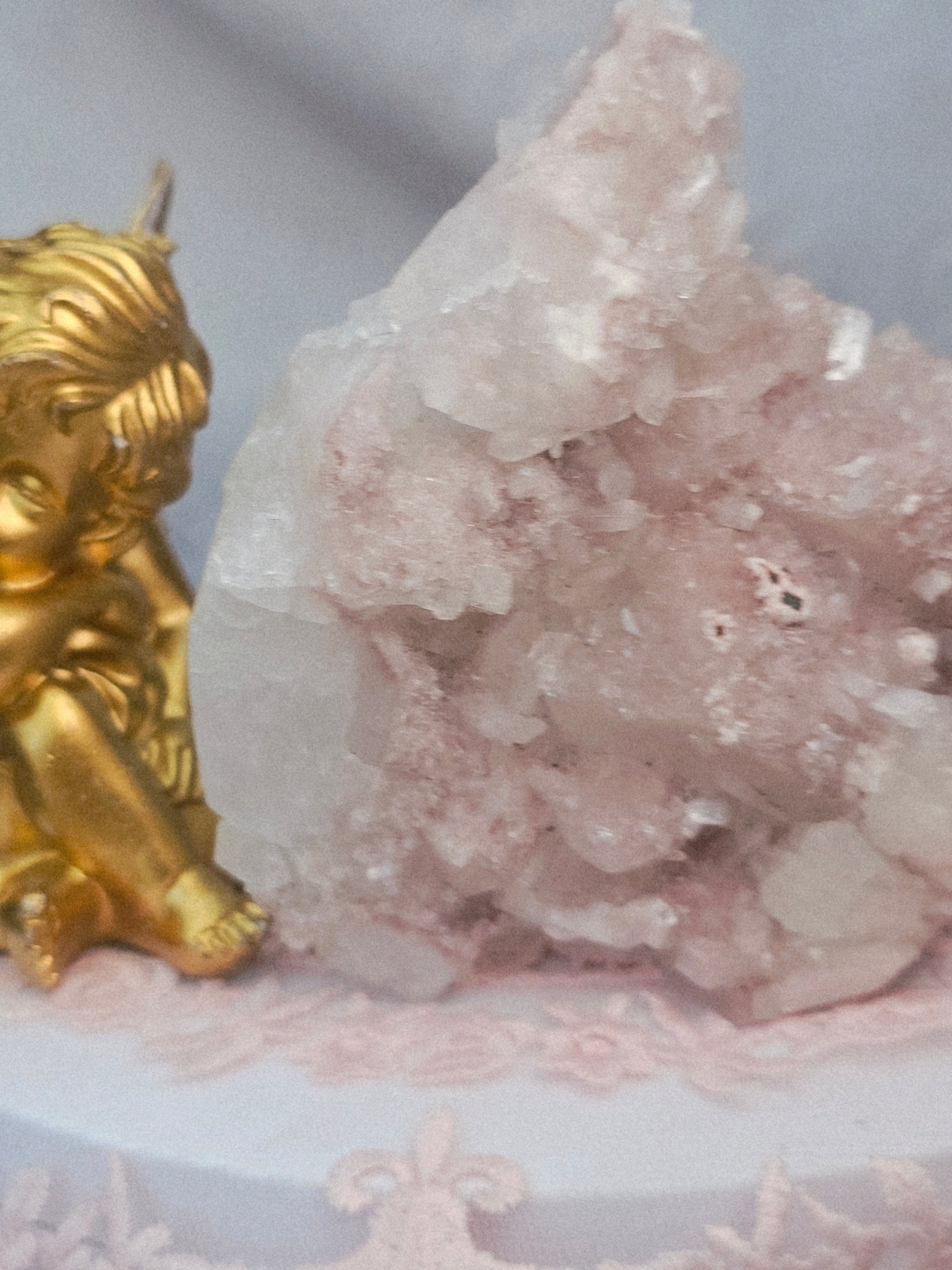 RARE Pink Sugar Apophyllite with Stillbite from India , Apophyllite, Crystal, Crystal