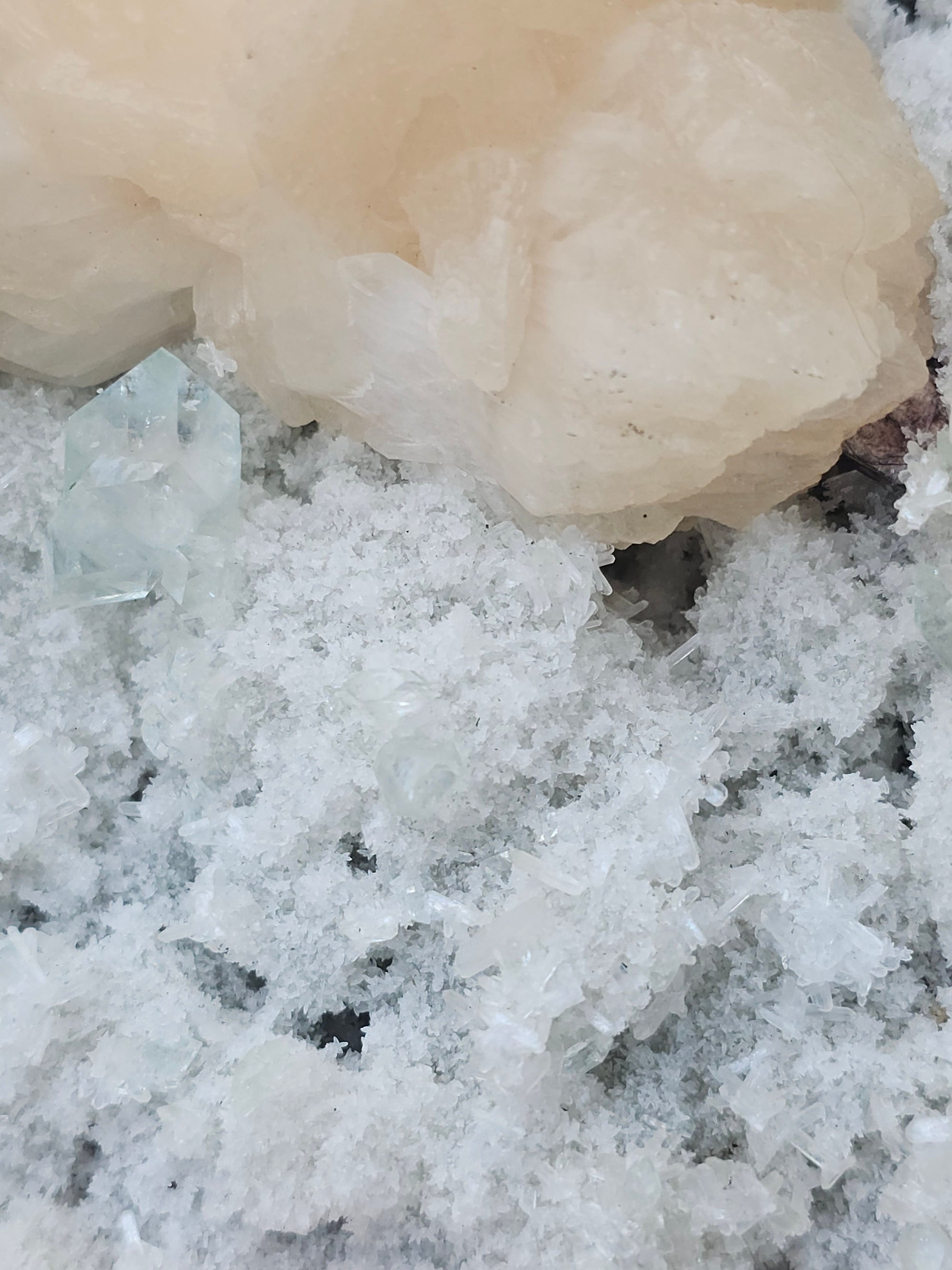 RARE Sugar  Green Diamond Apophyllite with Stillbite from India , Apophyllite, Crystal, Crystals