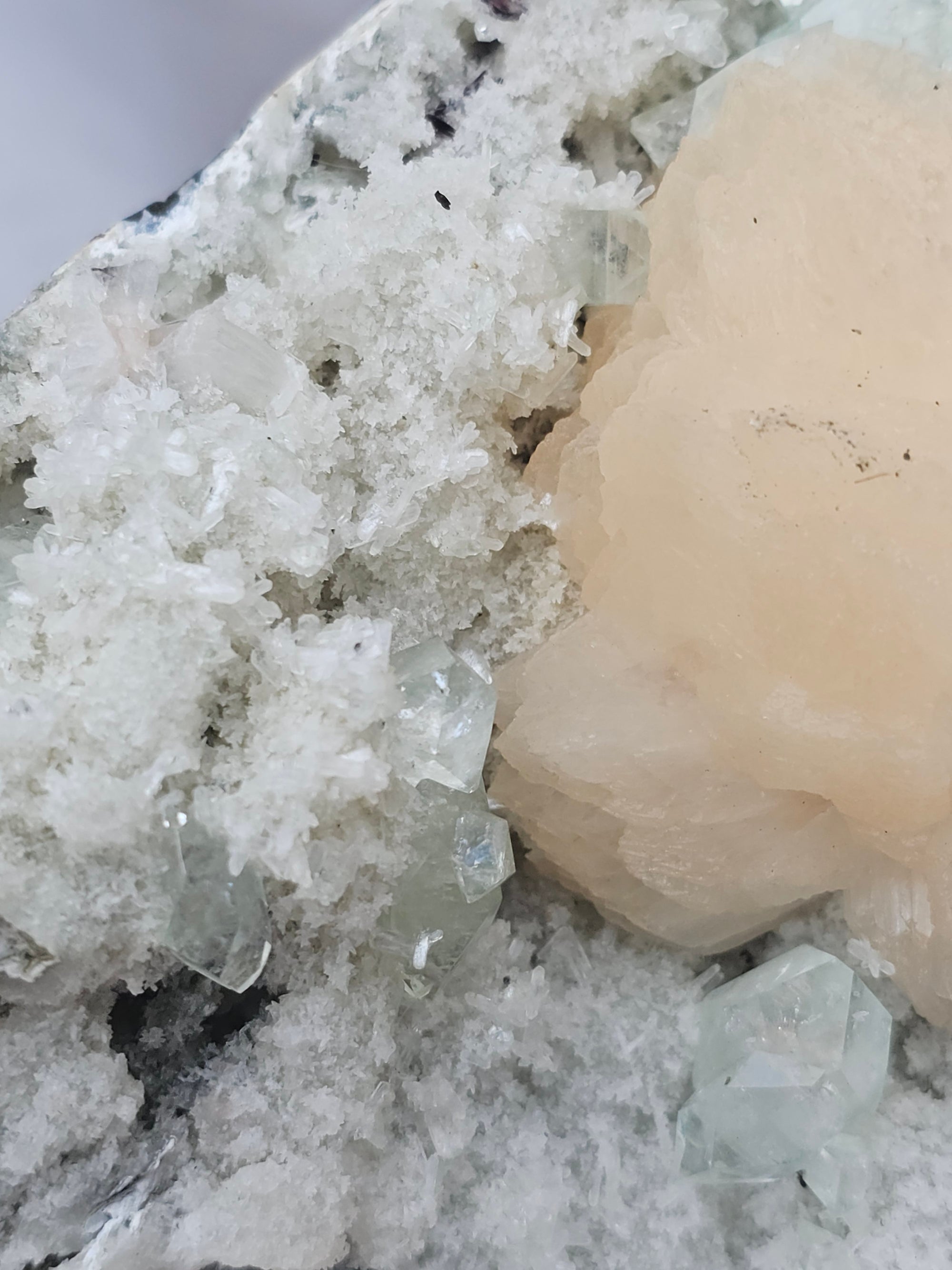 RARE Sugar  Green Diamond Apophyllite with Stillbite from India , Apophyllite, Crystal, Crystals