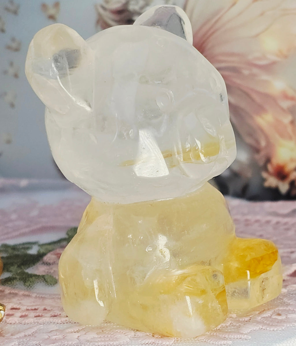 Golden Healer Quartz Bear, Bear Art, Teddie Bear, Cute Crystal, Feng Shui Crystal, Chakra Stone