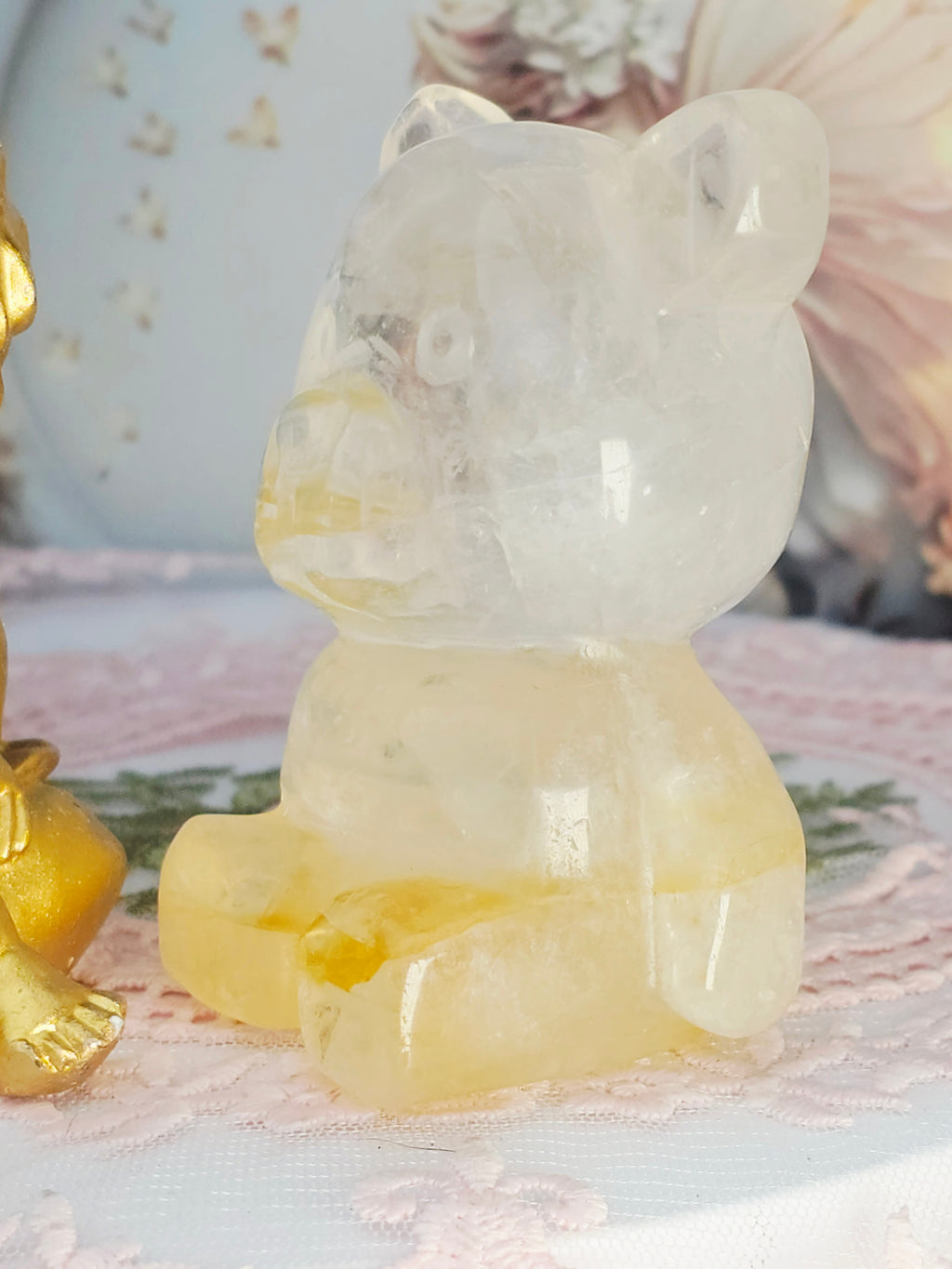 Golden Healer Quartz Bear, Bear Art, Teddie Bear, Cute Crystal, Feng Shui Crystal, Chakra Stone