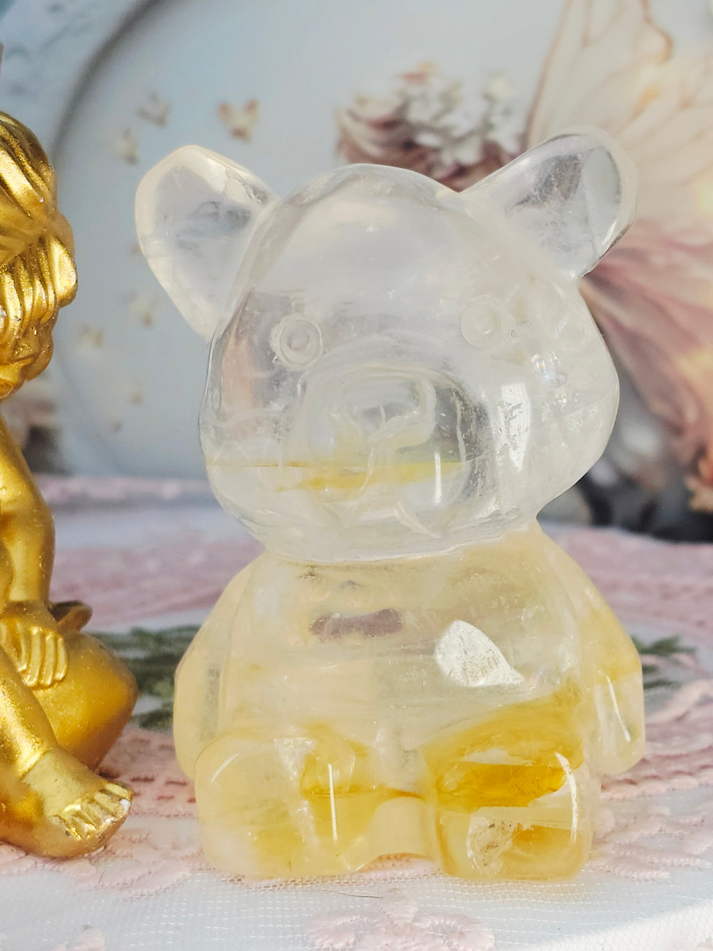 Golden Healer Quartz Bear, Bear Art, Teddie Bear, Cute Crystal, Feng Shui Crystal, Chakra Stone