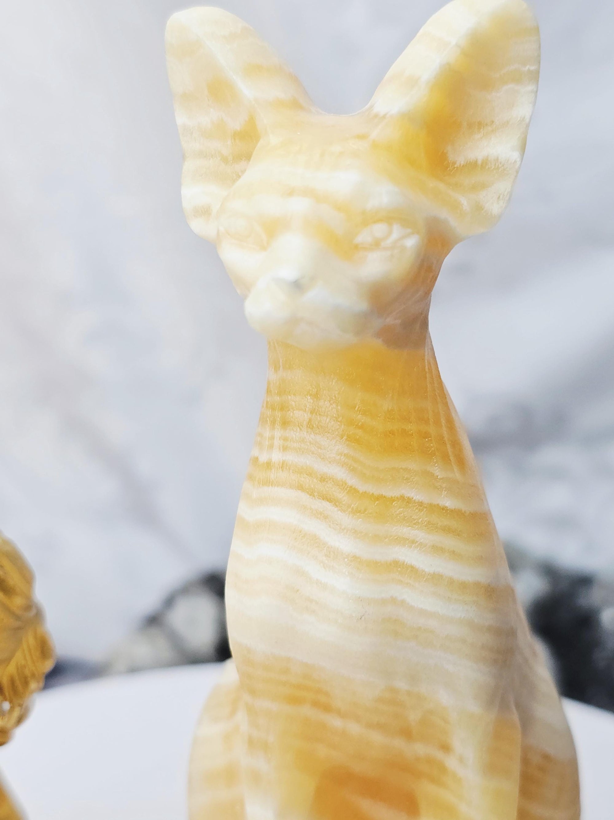 Egyptian Cat, Orange Calcite, Kitty,Cat, Metaphysical Crystals, Meditation Gemstones, Sphynx Cat