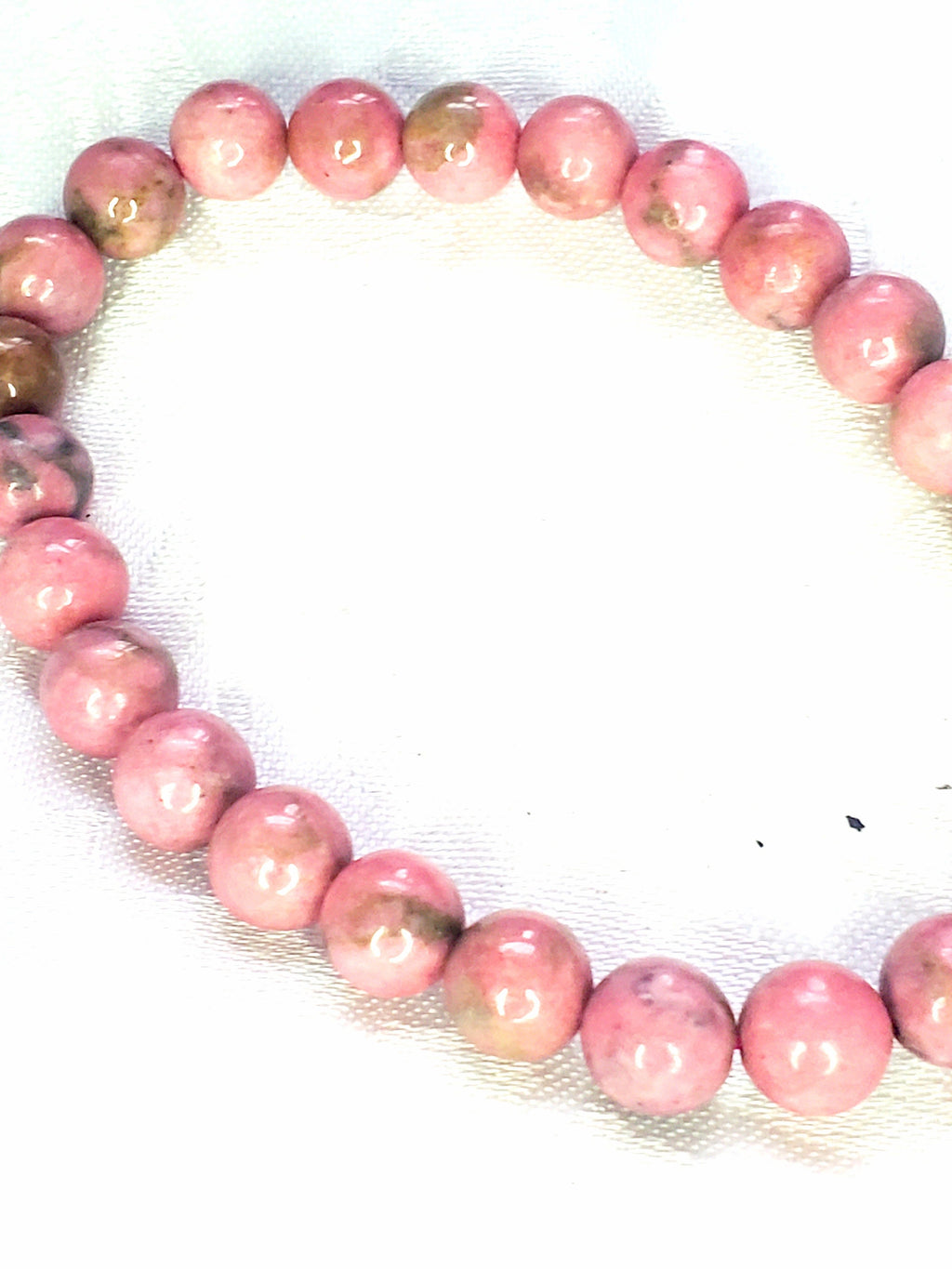 Thulite Bracelet 9mm- Round Beads - Birthstone Jewelry, Crystal Bracelet, Beaded Jewelry, Gemstone Bracelet