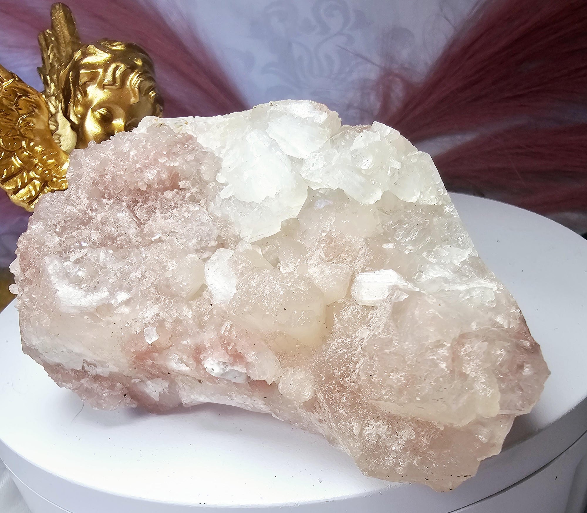 RARE Pink Cotton Candy Sugar Apophyllite from India , Apophyllite, Crystal, Crystal