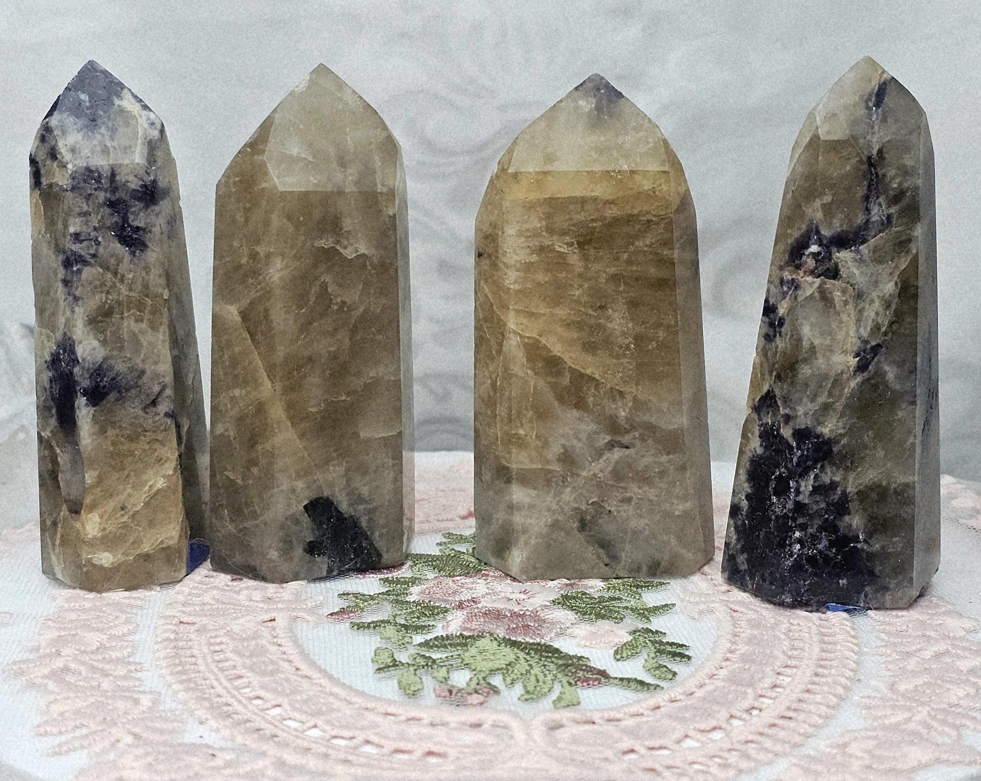 Non Heayed Citrine and Lepidolite Tower, Crystal, Natutal Citrine Tower, Gift for Her