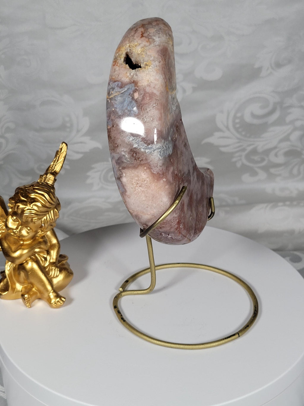 Pink Amethyst Moon, Druzy Moon, Crystal Moon,Gift