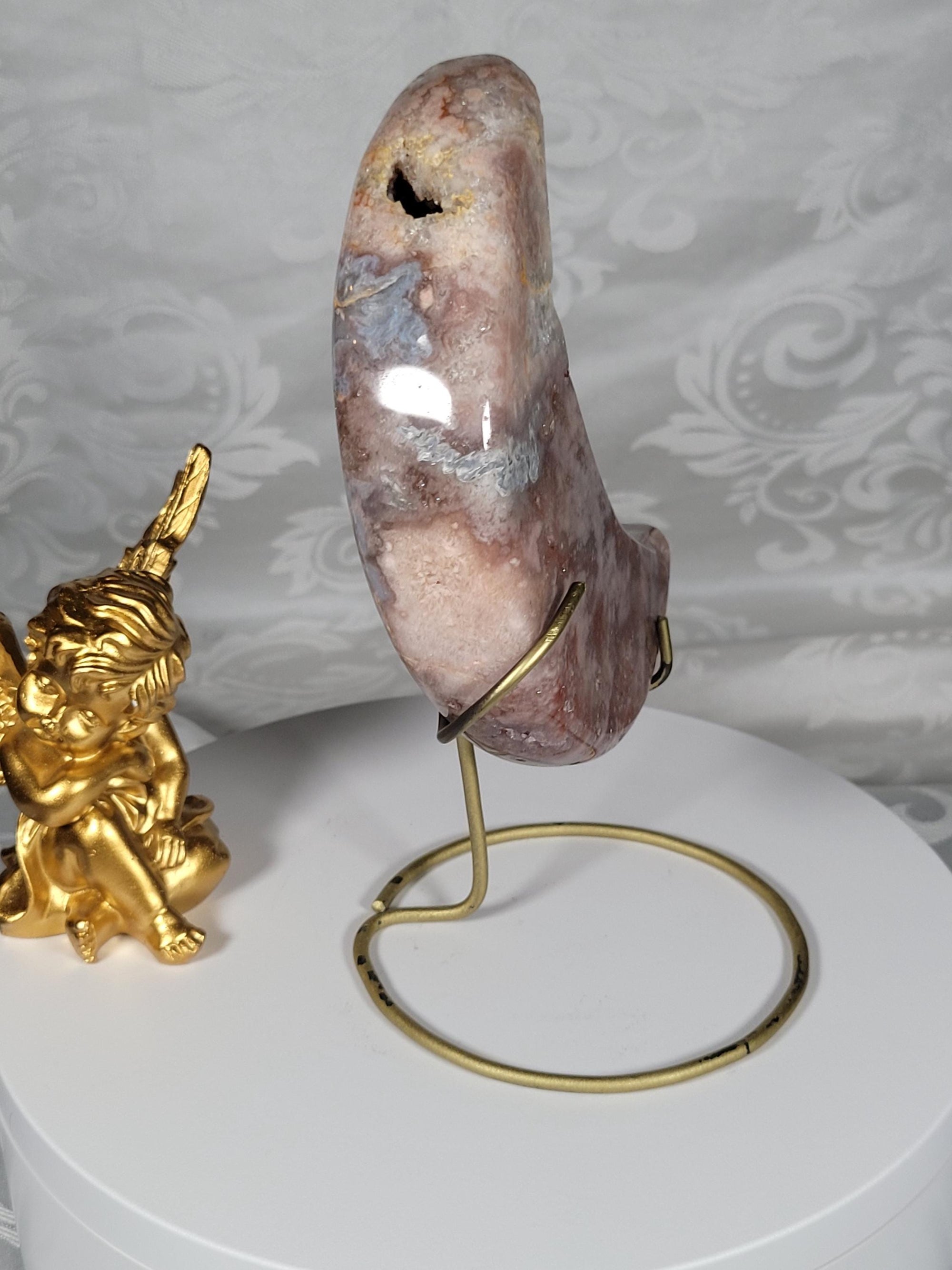 Pink Amethyst Moon, Druzy Moon, Crystal Moon,Gift
