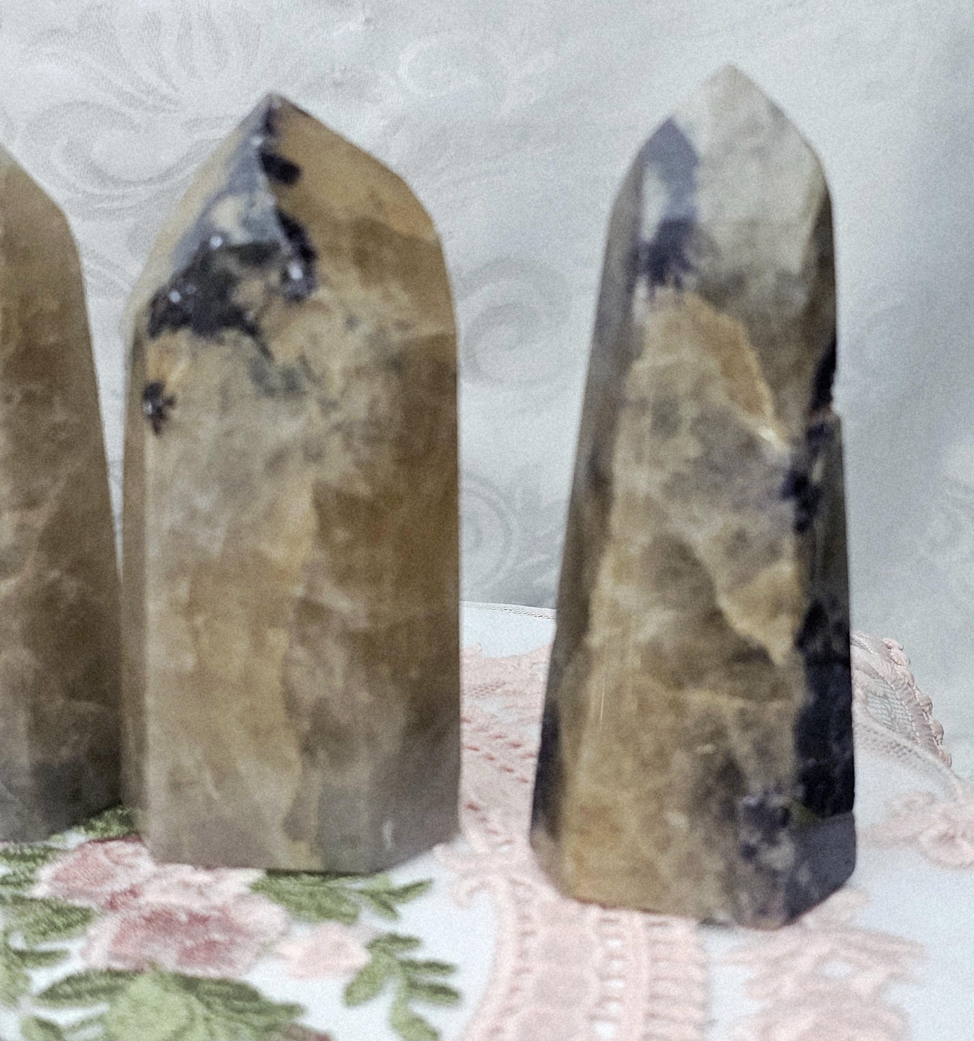 Non Heayed Citrine and Lepidolite Tower, Crystal, Natutal Citrine Tower, Gift for Her