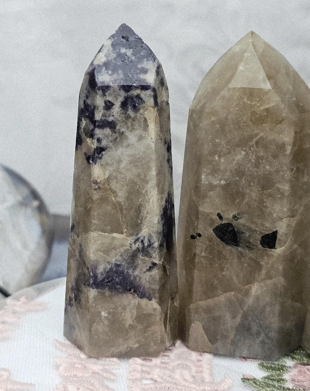 Non Heayed Citrine and Lepidolite Tower, Crystal, Natutal Citrine Tower, Gift for Her