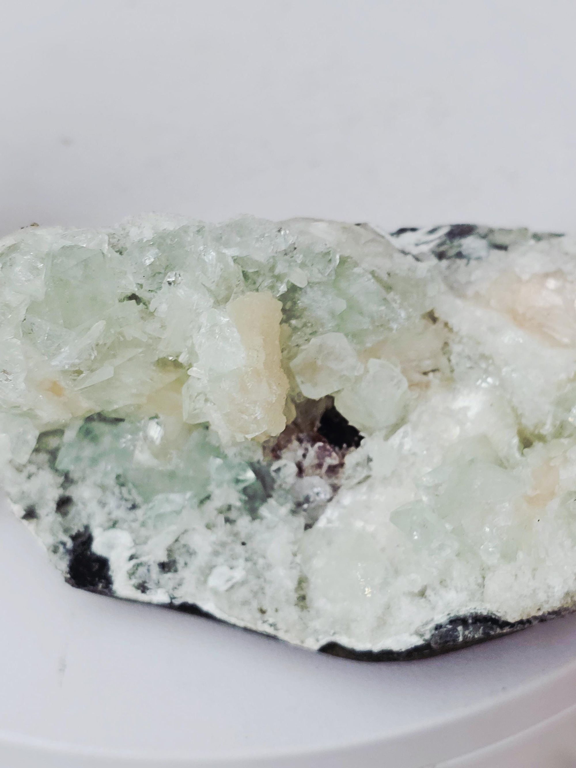 RARE Sugar Green Diamond  Apophyllite with Stillbite from India , Apophyllite, Crystal, Crystals, Home decor