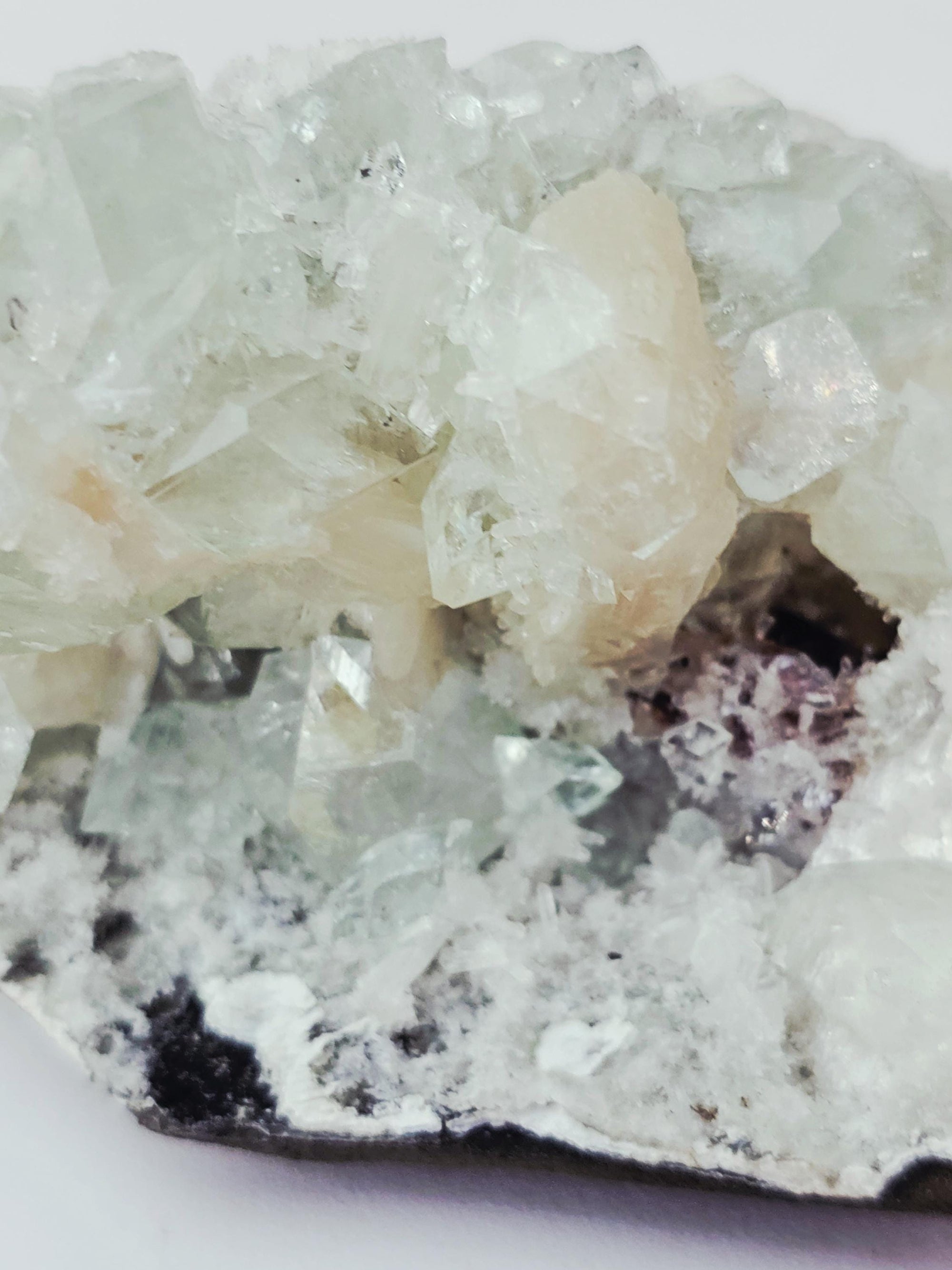 RARE Sugar Green Diamond  Apophyllite with Stillbite from India , Apophyllite, Crystal, Crystals, Home decor