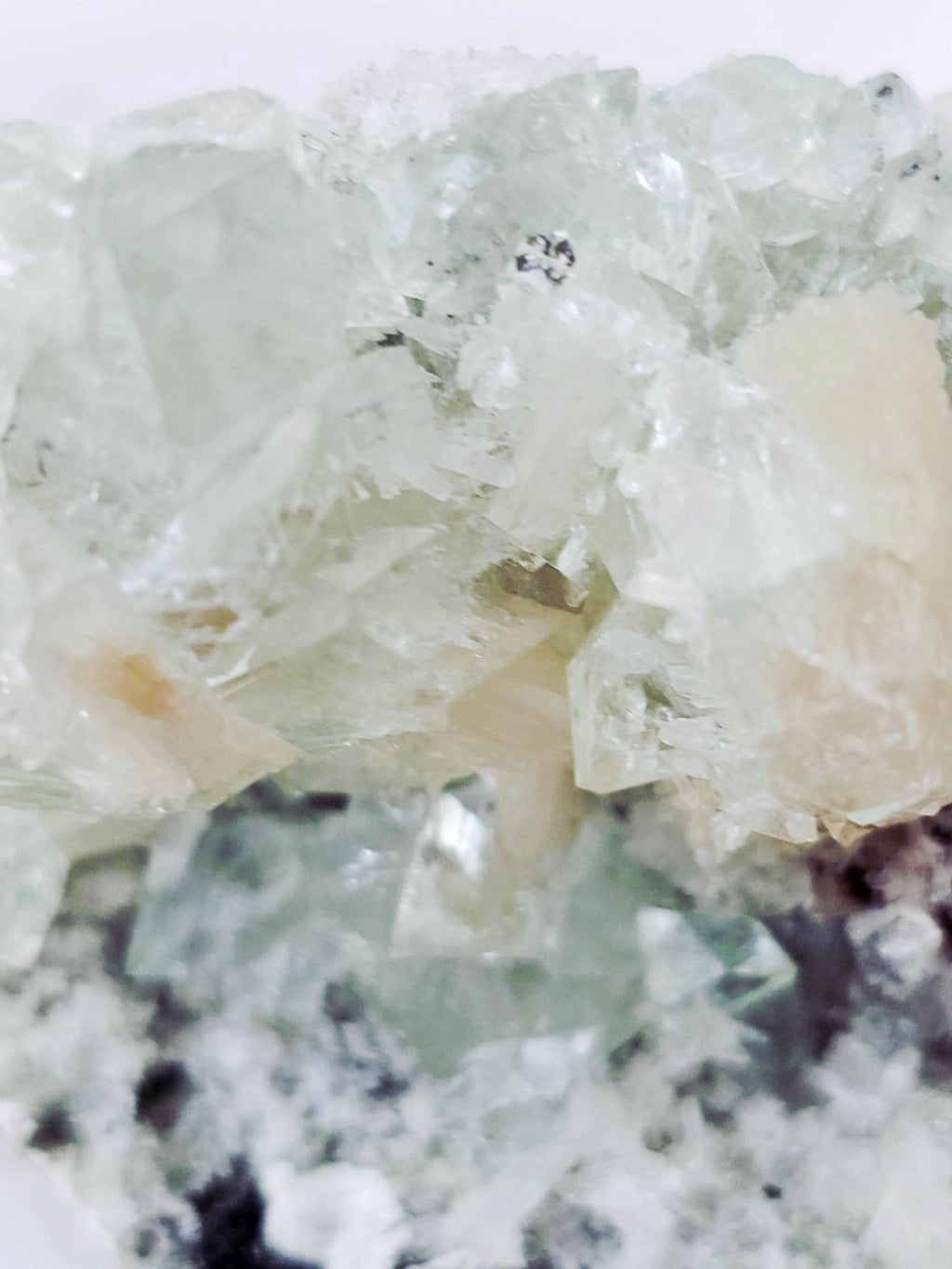 RARE Sugar Green Diamond  Apophyllite with Stillbite from India , Apophyllite, Crystal, Crystals, Home decor