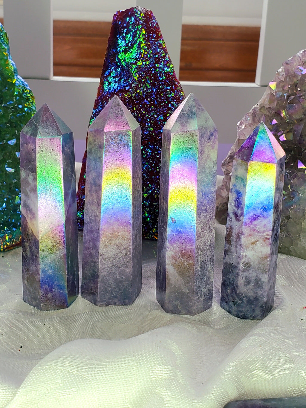 Aura Lepidolite Tower, Crystal Point, Angel Aura, Crystals