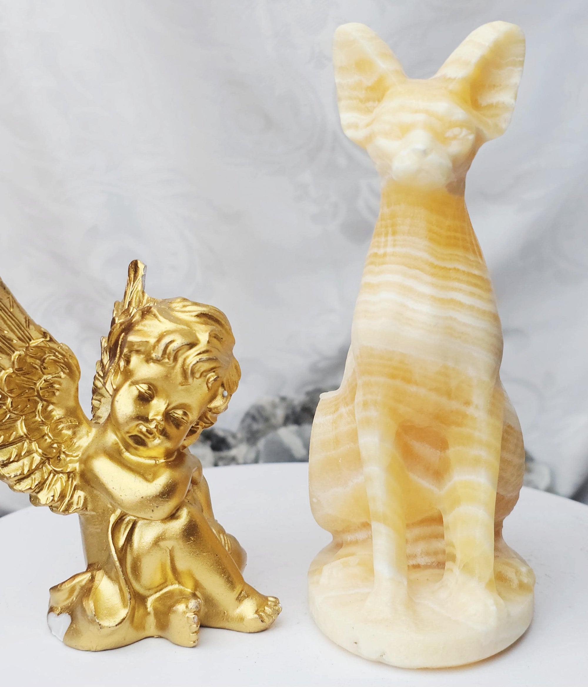 Egyptian Cat, Orange Calcite, Kitty,Cat, Metaphysical Crystals, Meditation Gemstones, Sphynx Cat