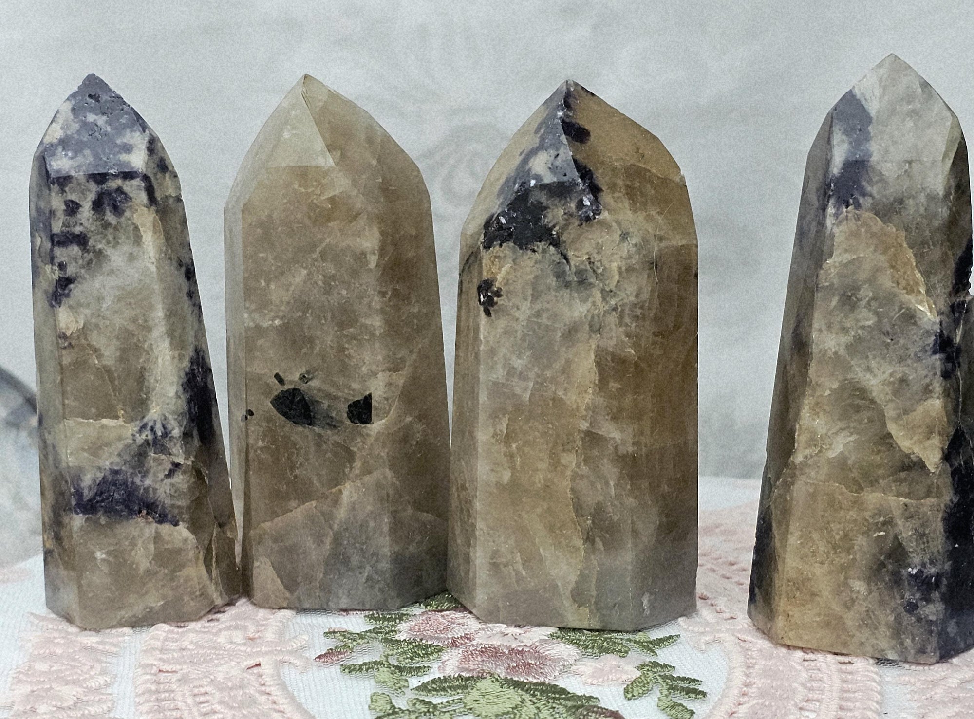 Non Heayed Citrine and Lepidolite Tower, Crystal, Natutal Citrine Tower, Gift for Her