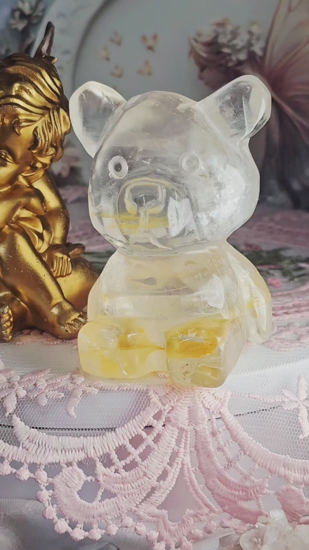 Golden Healer Quartz Bear, Bear Art, Teddie Bear, Cute Crystal, Feng Shui Crystal, Chakra Stone