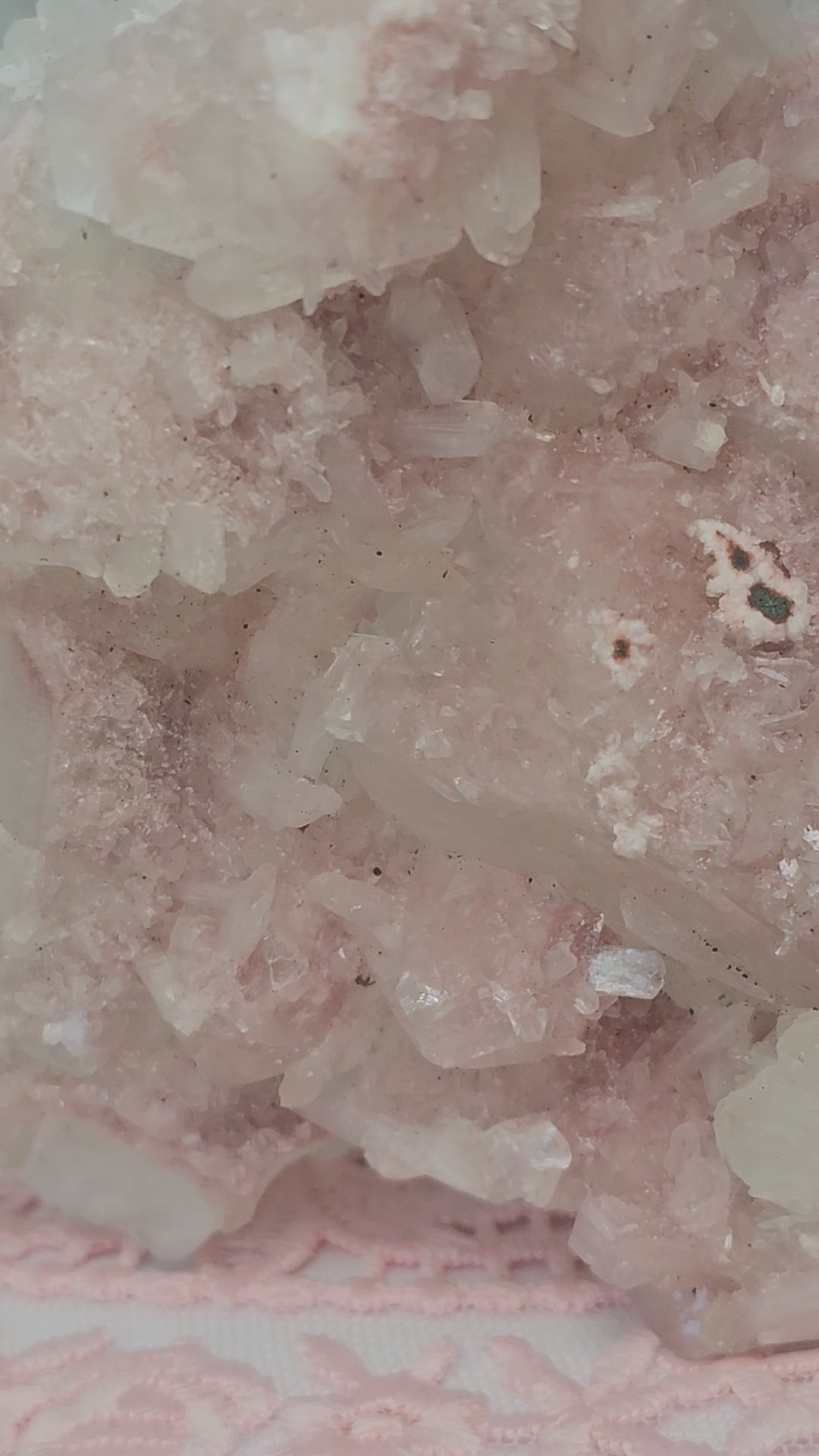 RARE Pink Sugar Apophyllite with Stillbite from India , Apophyllite, Crystal, Crystal